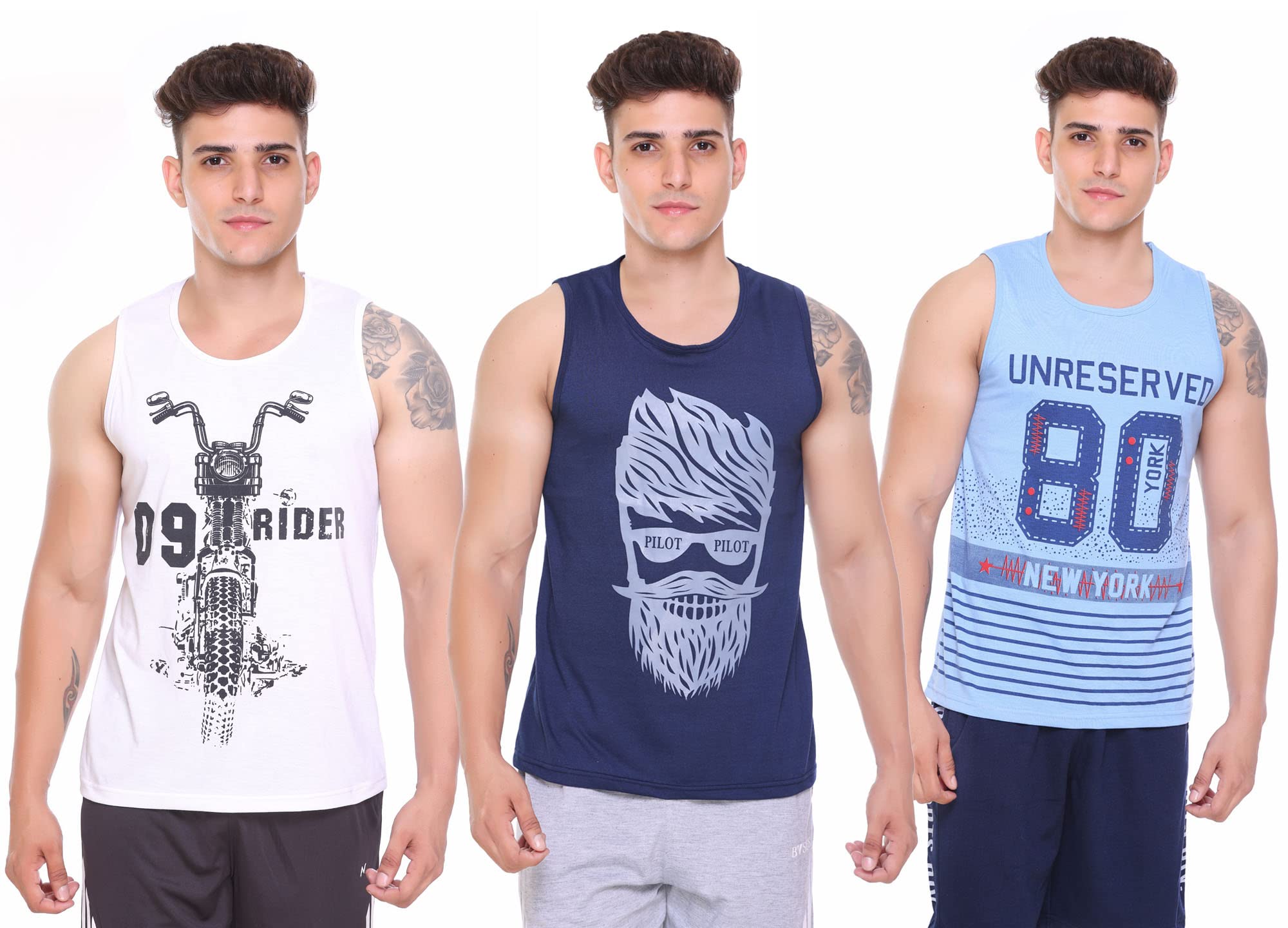 tollfree Sleeveless Vest for Men || Tank Top Sando || Workout Tshirts || Sports Vest || Goa Beach Wear Swimming T-Shirt || Running Tops || Gym Vest for Men || M-Sando 3 Combo-White-Navy-Sky-S ||-picture-16