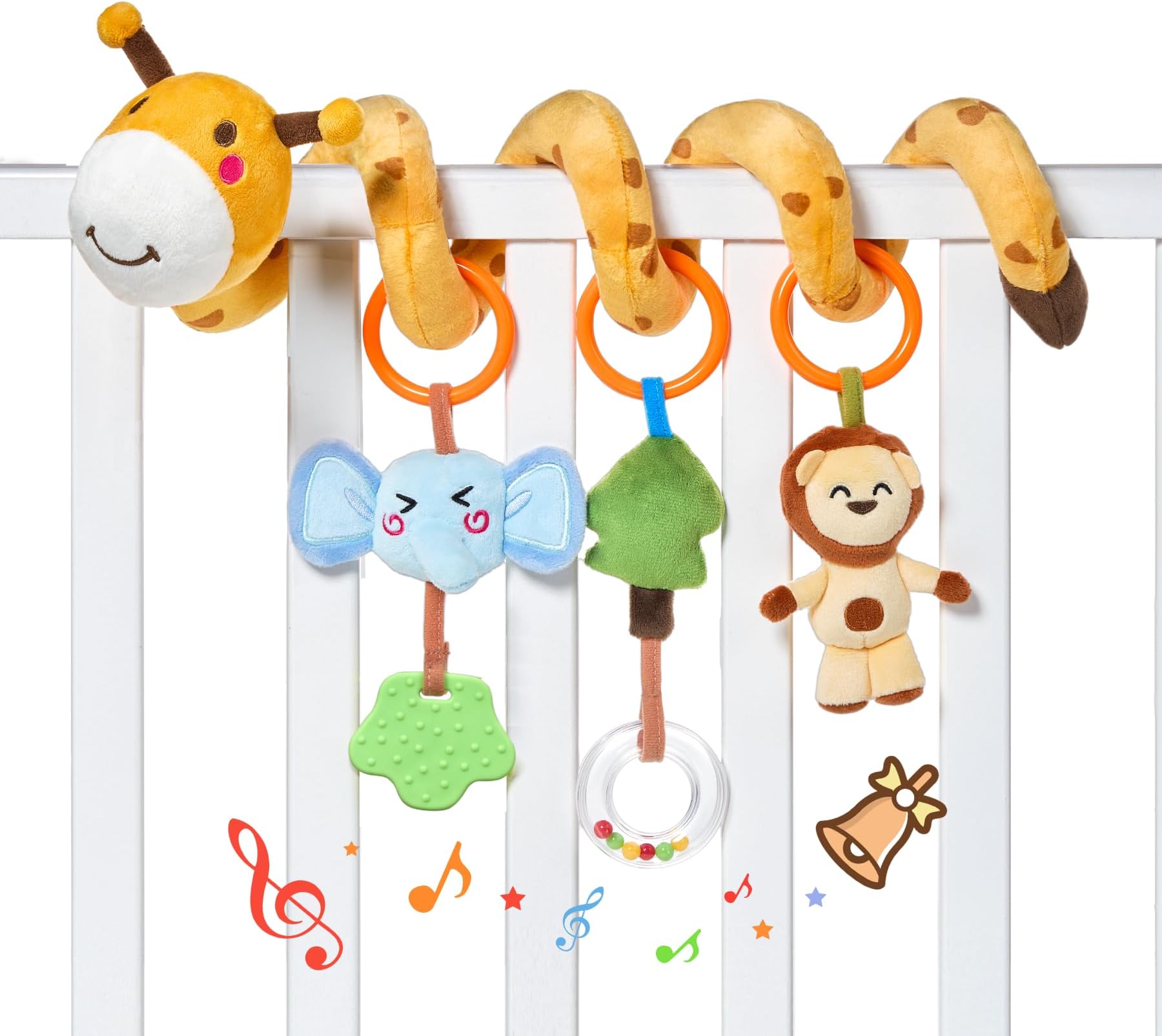 TUMAMA Kids Spiral Car Seat & Stroller Activity Toy Giraffe Textured