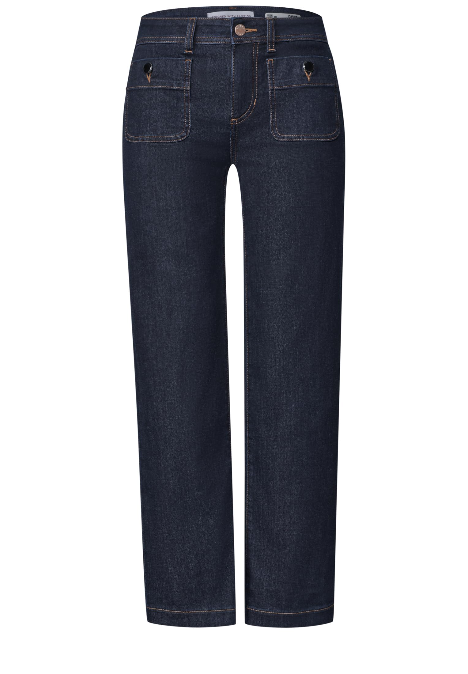 Street One Damen Mid Waist Straight Leg Jeans im Casual Fit