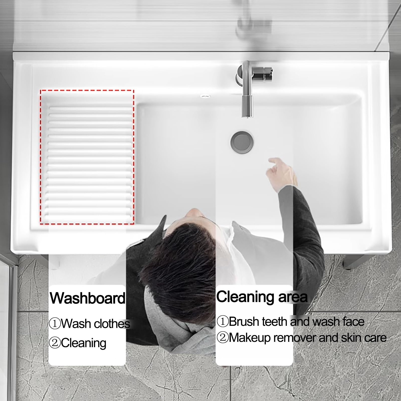 Lavandino In Ceramica Bianco, Lavabo Autoportante Con Rubinetto, Lavatoio Con Piedistallo Supporto In Acciaio Inossidabile, Lavello Per Lavanderia, Per Lavanderia, Ripostiglio, Garage, Cantina (Size
