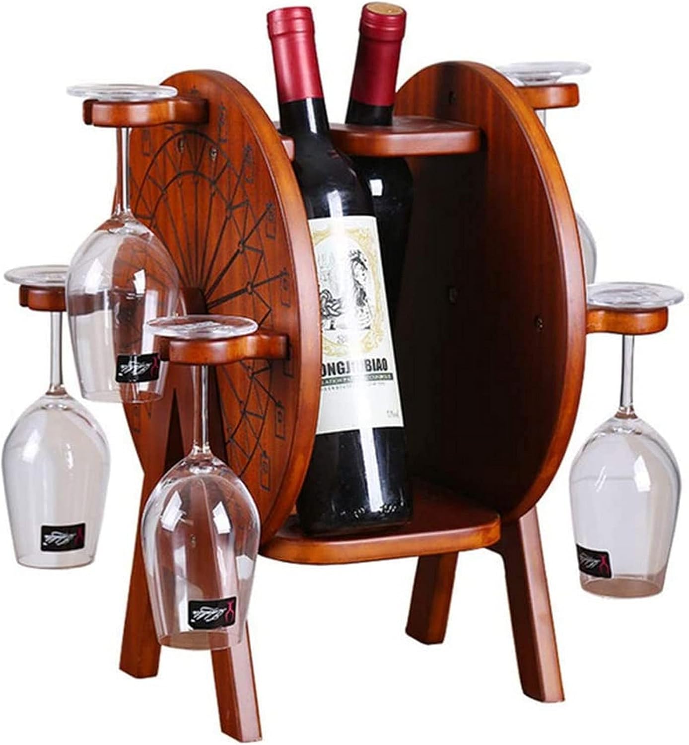 Ferris Wheel Wine Rack Creative Solid Wood Wine Rack Home Decoration Crafts Wine Glass Rack Freestanding Wine Bottle Rack