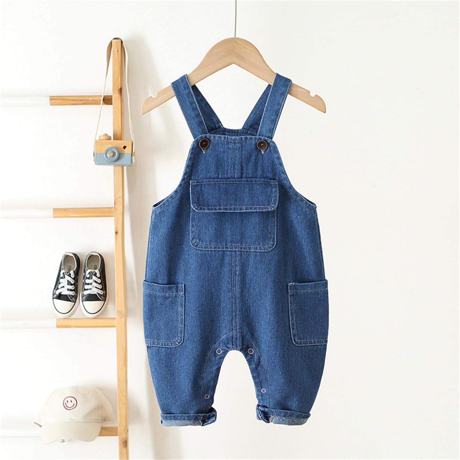 He&Yingmin Baby Toddler Boys Girls Denim Overalls Adjustable Jumpsuits Cute Outdoor Bib Shortalls Jean Overalls