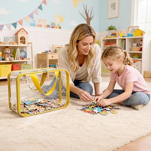 Miniatura 8 de 8pcs NEW Extra large color Toy Storage Bags with Zipper and Labels, Clear PVC Waterproof Toy Organizers Bags for Board Games, Puzzles Pieces,