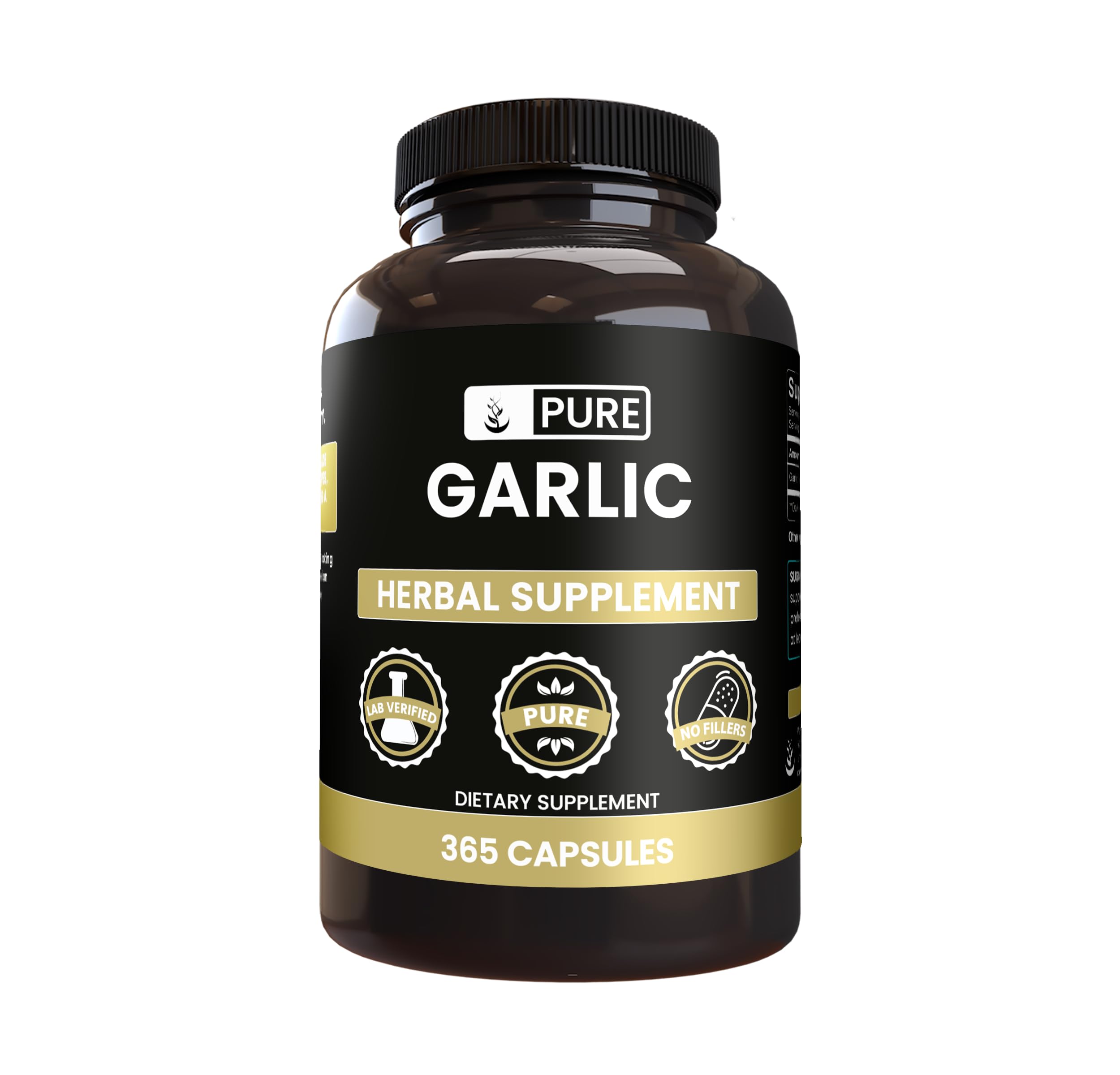 Pure Original Ingredients Garlic Extract (365 Capsules) No Magnesium Or Rice Fillers, Always Pure, Lab Verified 365 Count (Pack of 1)