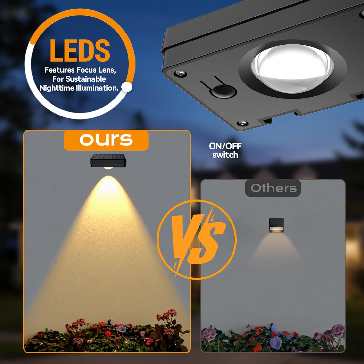 Solar LED Wall Light,RGB Color Changing Spotlight - Waterproof Outdoor Garden Path Lighting,10 Modes Auto On/Off,IP44 ABS Material,30H Runtime No Wiring Needed for Yard & Courtyard (24 P)