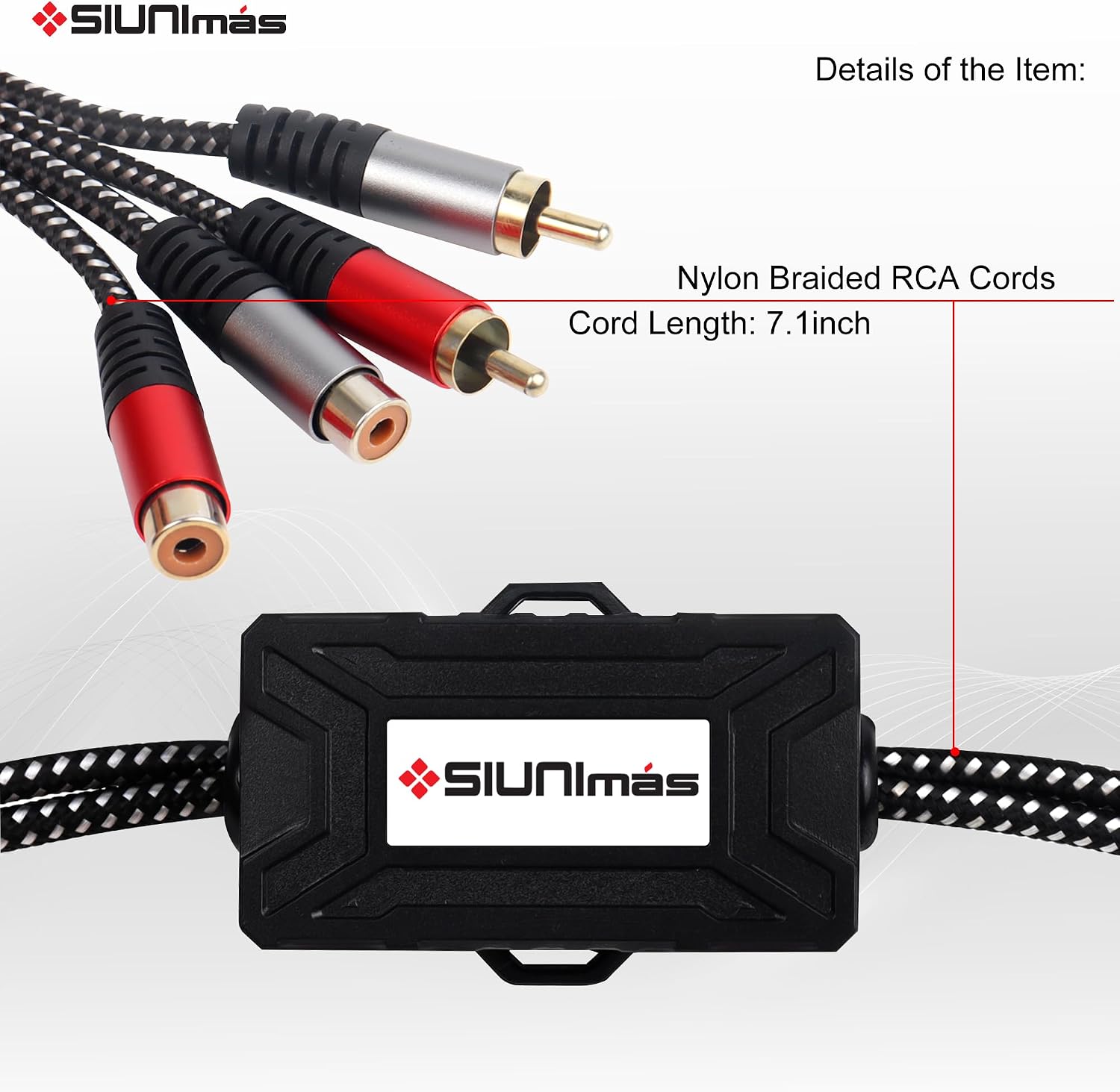 Pro RCA 2 Channels Ground Loop Isolator Hotswap Design with Nylon Braided Cord Car and Home Theater Using Ground Loop Hum/Buzzing Noise Filter with Durable ABS Box (SIM-2CH-RCA01A)