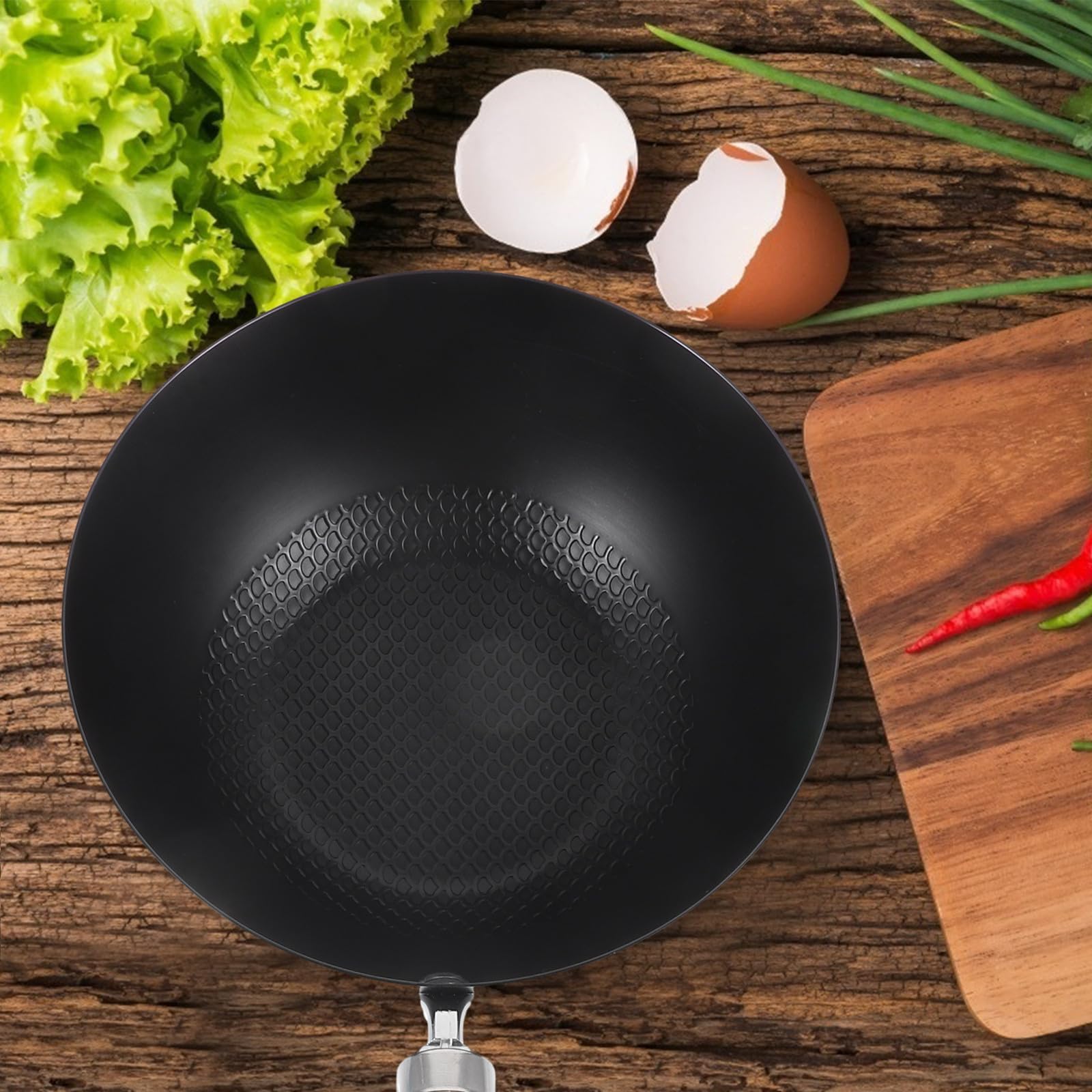 Wok Giapponese in Ferro Battuto Nero Mini per Persona
