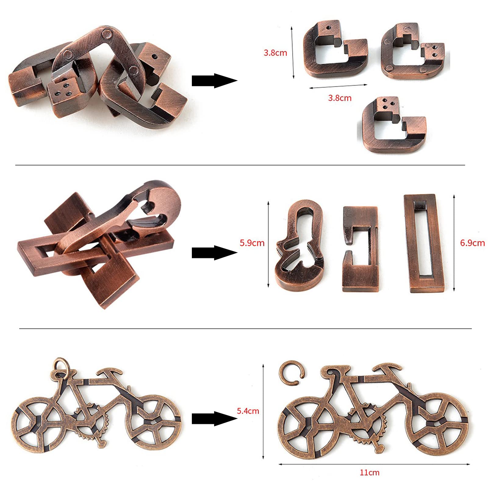 Joyeee Rompecabezas Metal, Brain Teaser Puzzle Desbloqueo Enclavamiento Desenreda Juego IQ Entrenamiento, Juguetes de Educativa Inteligencia para Adultos y Niños Challenge, Dificultad Alta - 25Pcs A
