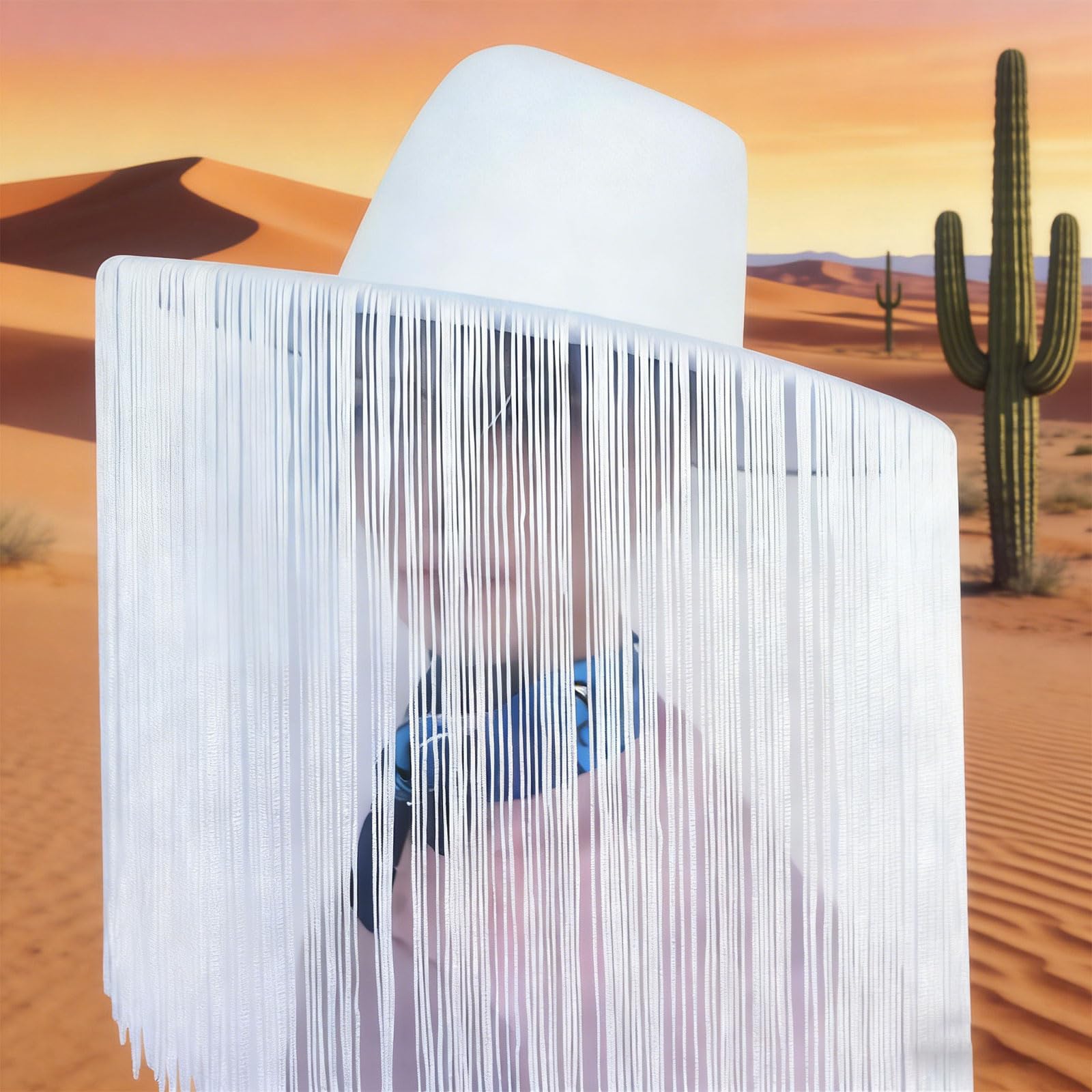 Sombrero occidental con flecos, diseño de color blanco, elegante sombrero para festivales al aire libre, sombreros de vaquera con