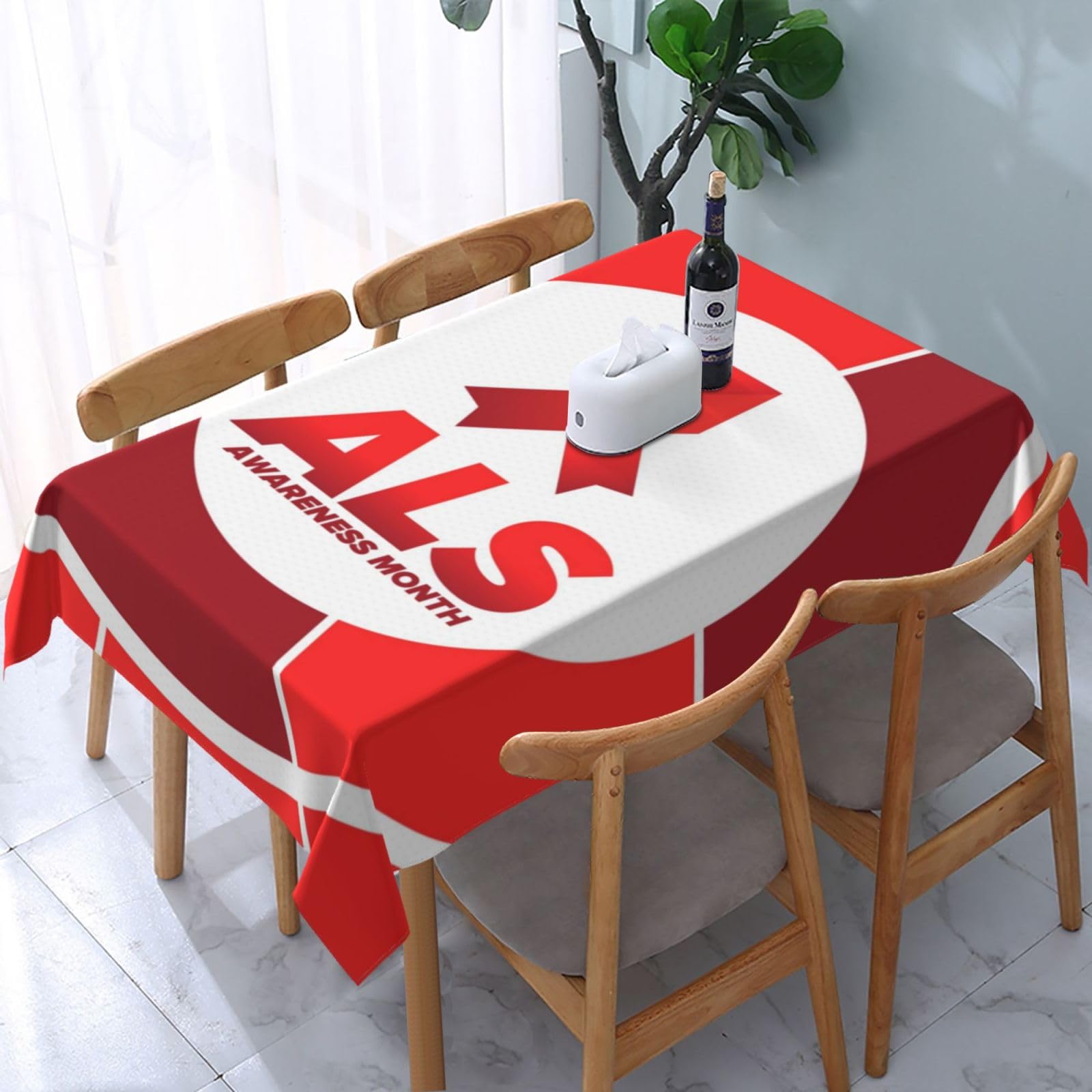 JunHeArt Als Awareness Month Tablecloth Rectangle Table Cover Washable Table Cloths Decor For Kitchen 54" X 72"