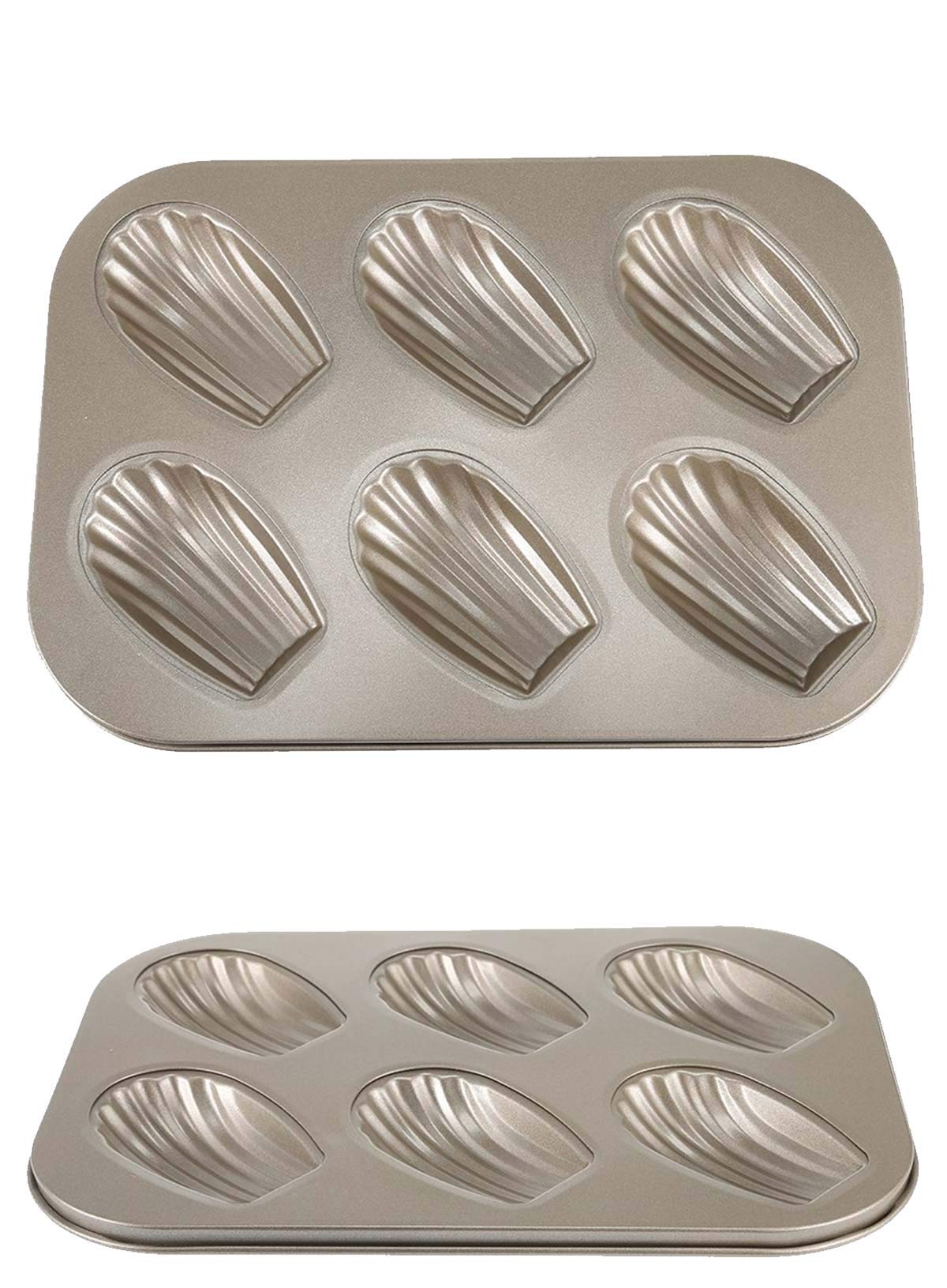 CAKE DECOR - Non-Stick 6 Cavity Golden Madeleine Mould - Premium Carbon Steel Bakeware - Oven & Microwave Safe - Elegant Gold Finish - Dishwasher Safe - Mini Treats-image-48