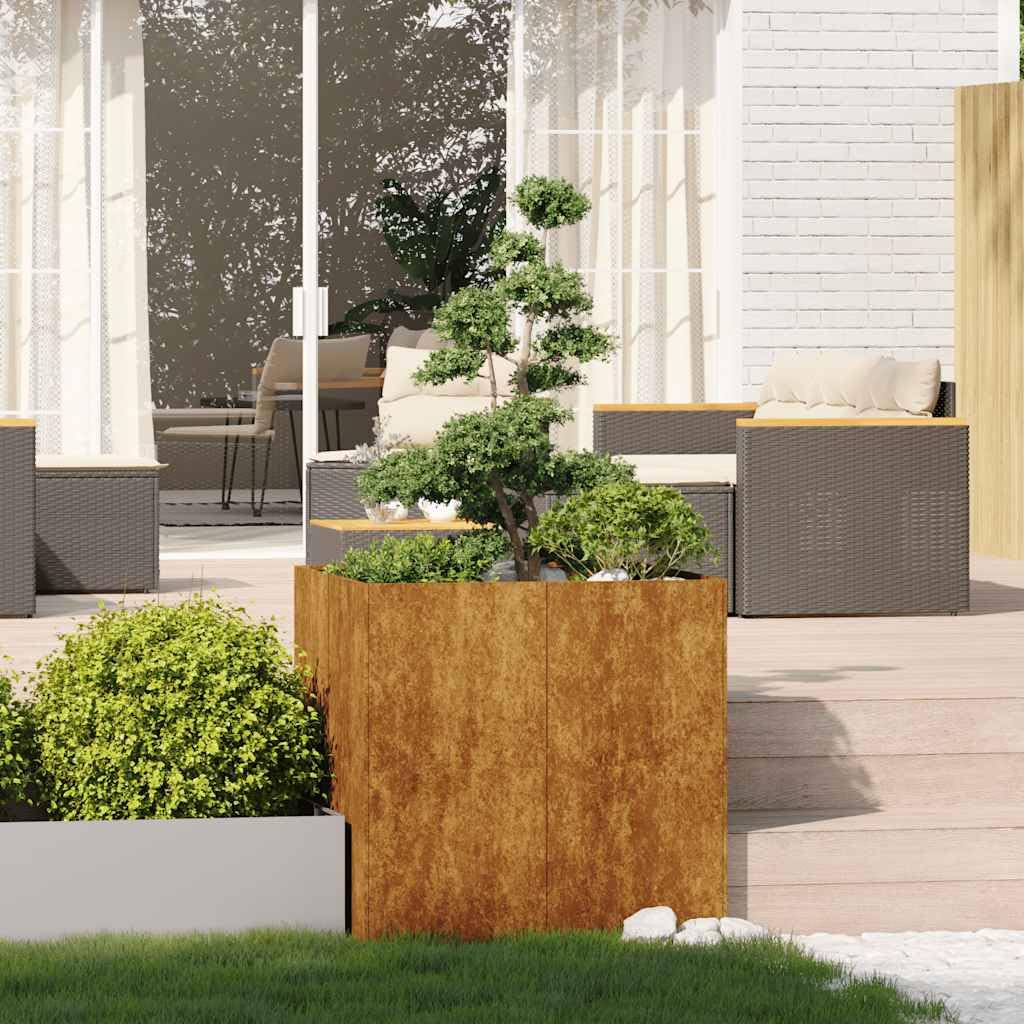 vidaXL Jardinière rouillé 80x80x80 cm Acier Inoxydable, Pot de Fleurs, Support de Plantes, lit surélevé, Support de jardinière, bac à Plantes