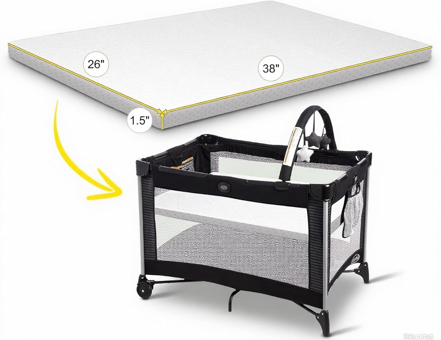 Soft Pack and Play Mattress, high Density Foam,Breathable Soft Cover,Portable and Lightweight Pack n Play Mattress,Comfortable for Baby When Playing and Sleeping