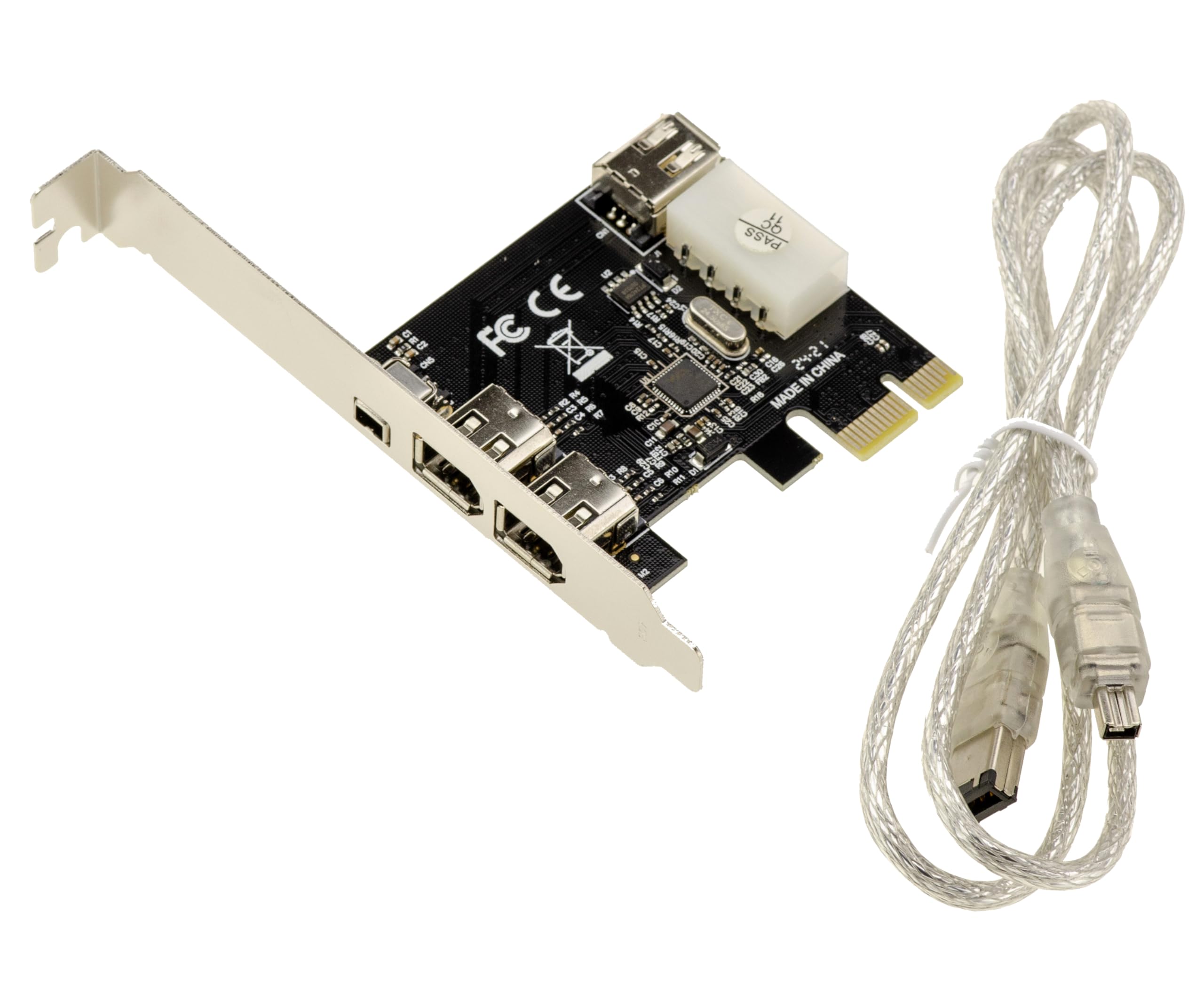 KALEA-INFORMATIQUE Karta kontrolera PCI Express PCIe do FireWire 400 IEEE1394a 2+1 porty 6 punktów i 4 punkty z chipsetem Via VT6315. z kablem Ilink i uchwytami o niskim i wysokim profilu