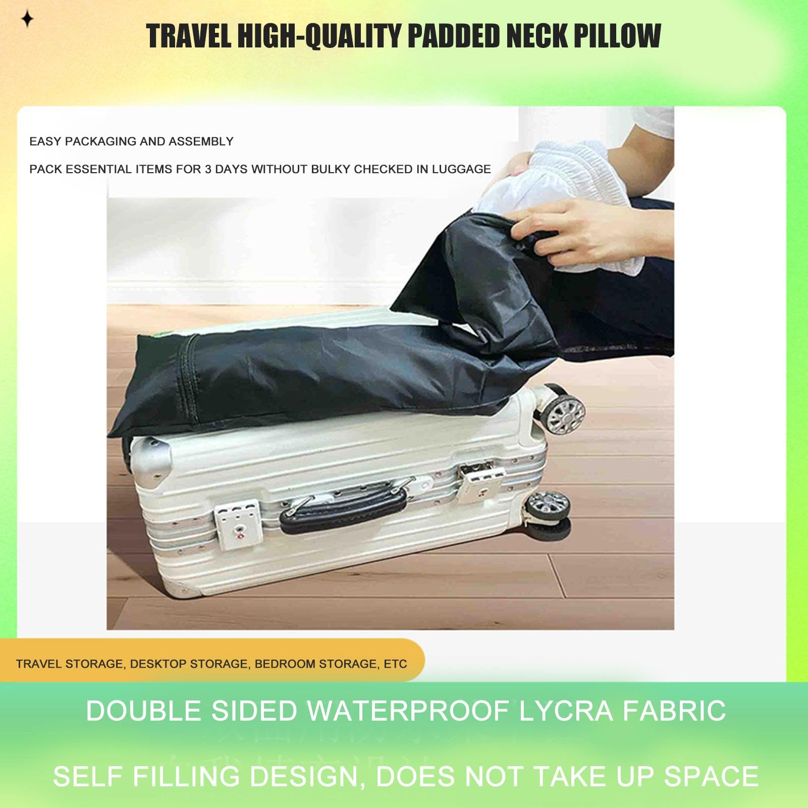 Cuscino per il collo imbottito, morbido cuscino da viaggio in peluche con vestiti, cuscino da viaggio multifunzionale U per bagagli extra da viaggio e-ssentials, non riempitivo