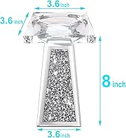 Vista 7 de Wocred Juego de 2 portavelas para sostener velas de pilar, juego de portavelas de diamante triturado de cristal para decoración para comedor