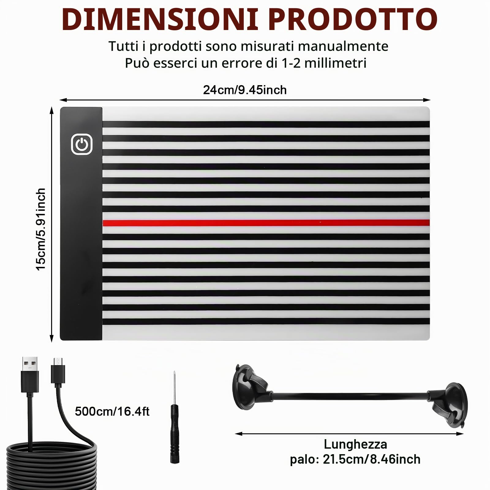 Luce per riparazione ammaccature senza vernice, pannello LED per riparazione ammaccature con supporto regolabile, lampada di controllo a striscia per carrozzeria USB e scheda riflettente LED, kit di