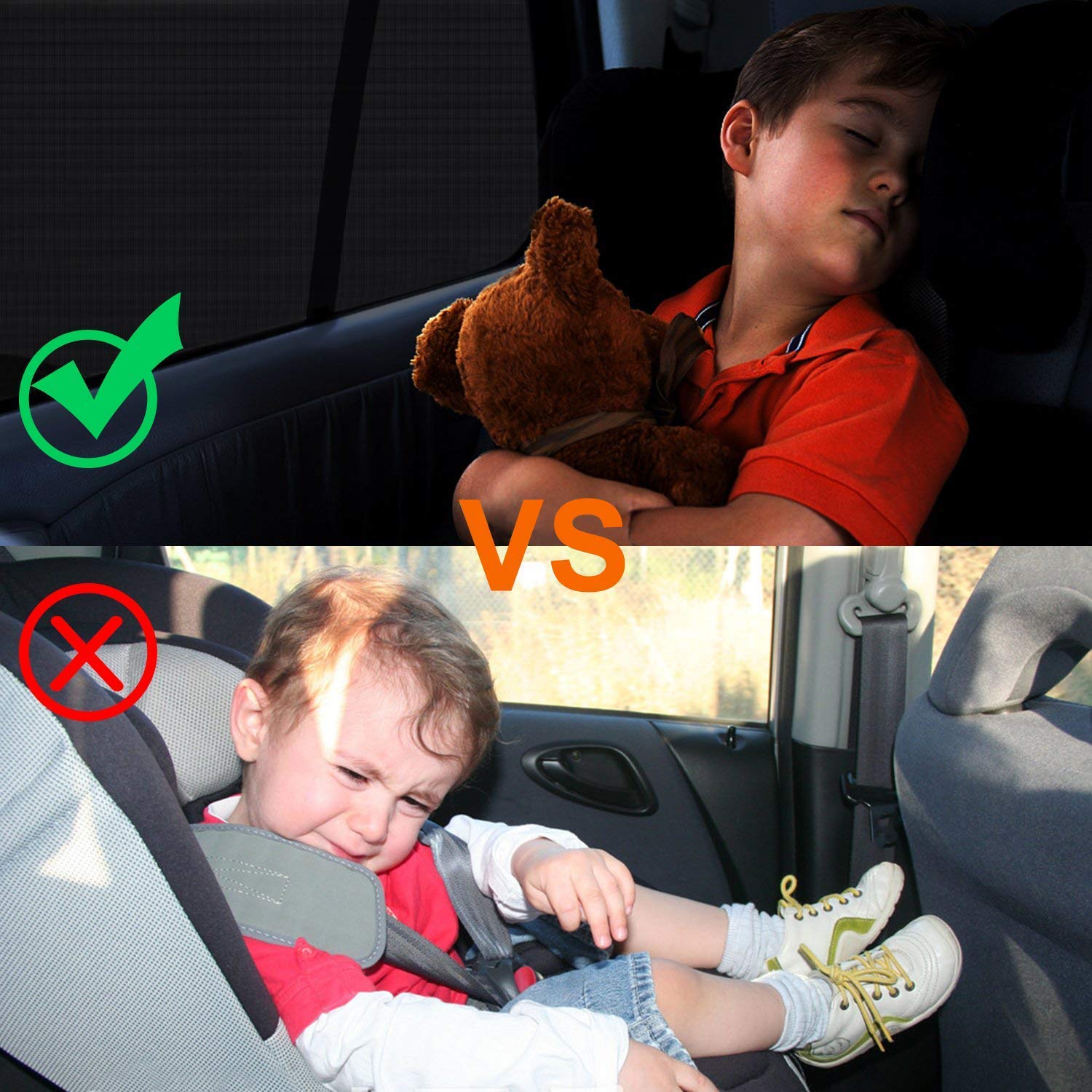 PHYLES Tendine Parasole Auto Bambini, Protegge il Bambino, Animali Domestici Contra Raggi UV, Adatto per la Maggior Parte Delle Auto, 2Pcs Parasole Auto (L)
