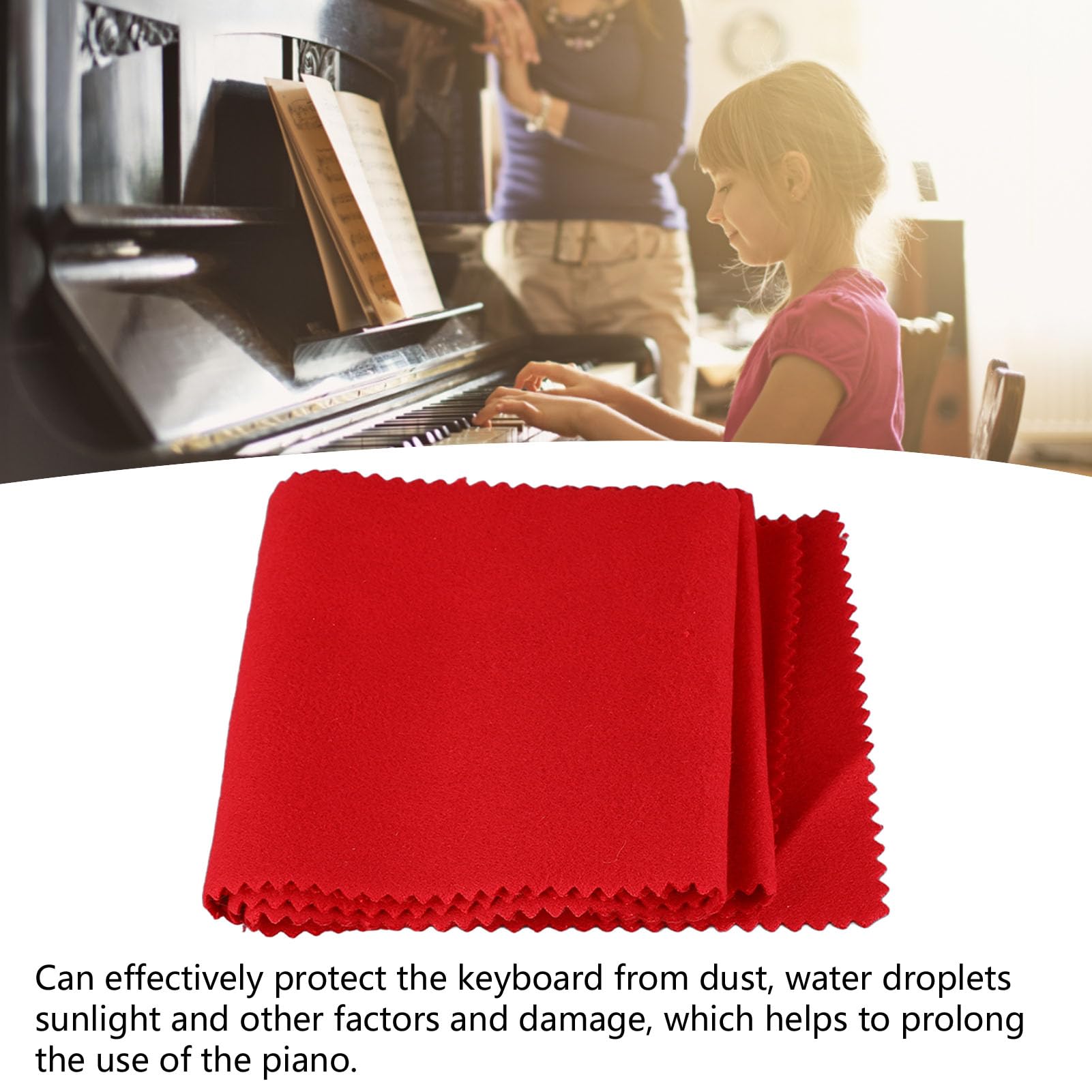 Copertura Tastiera Pianoforte In Lana - Morbida, Antipolvere, Bordeaux, 128x15 Cm - Foto 8