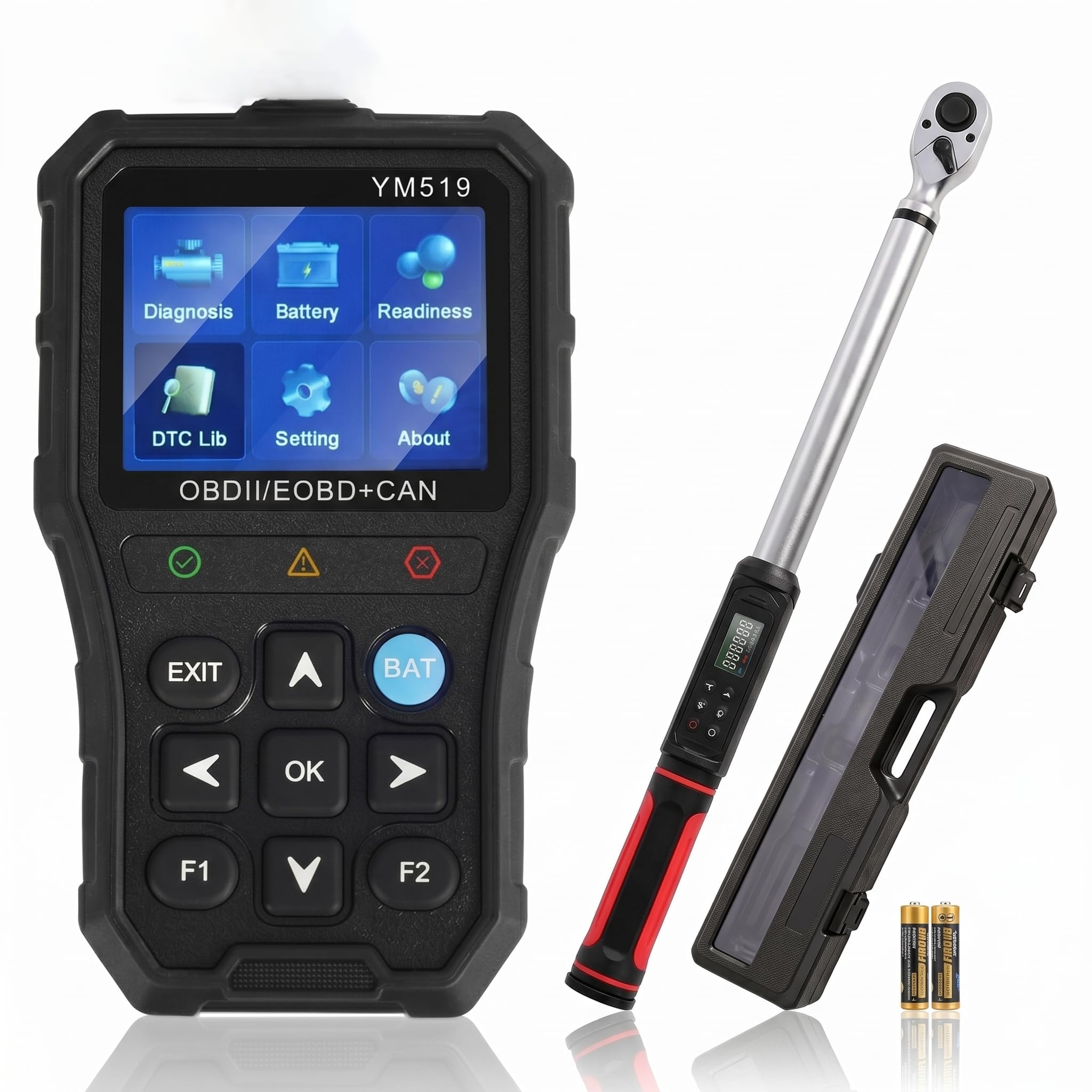 Digital Torque Wrench & OBD2 Scanner Tool Bundle for Cars