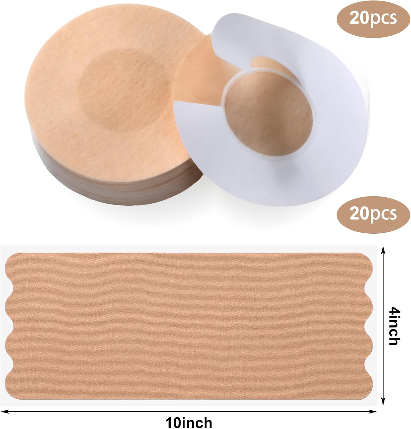 Shinymoon 40 Pcs 4 Inch Precut Trans FTM Chest Binding Tape with 40 Pcs Nipple Covers Extra Wide Chest Binding Tape for FTM Transgender (Beige)