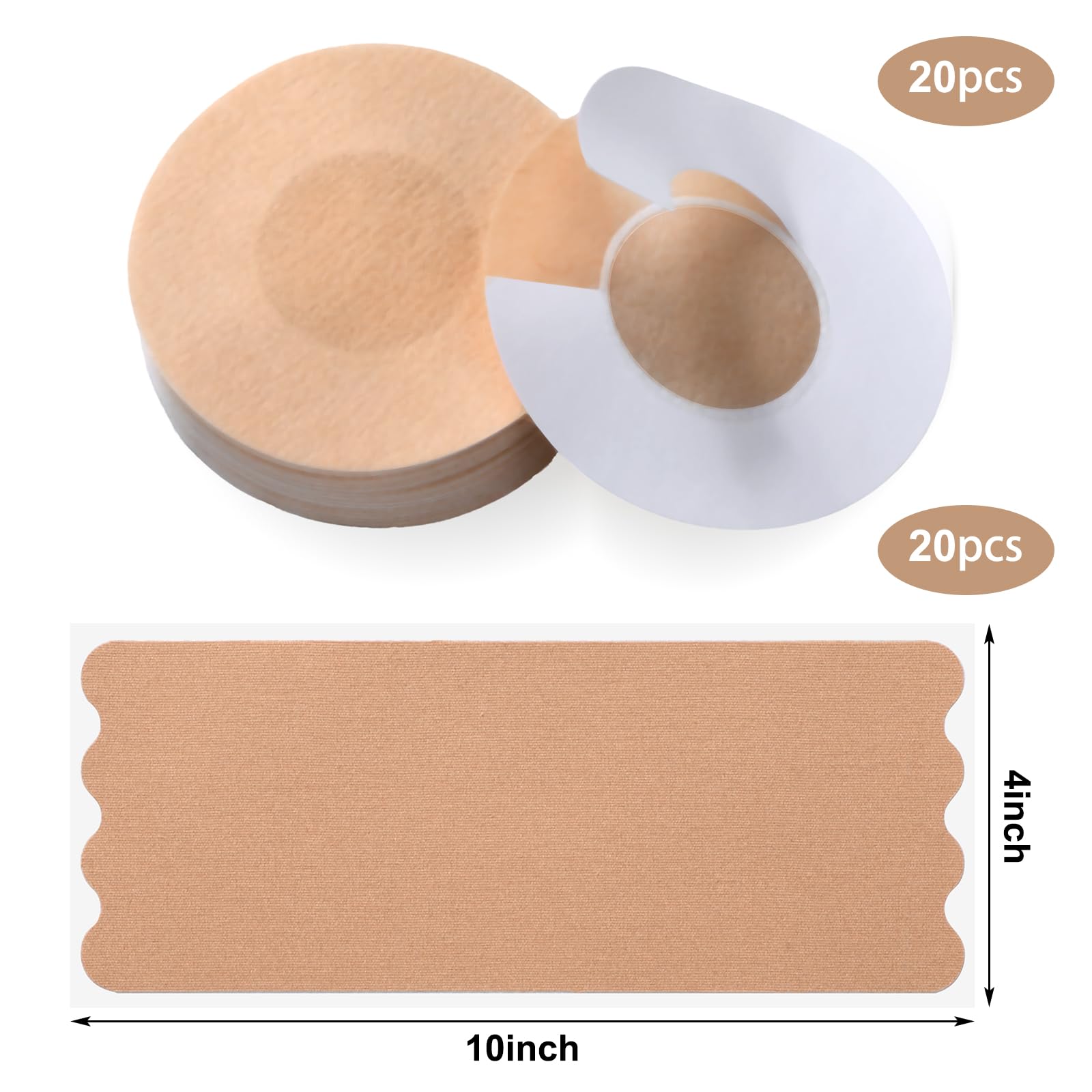 Shinymoon 40 Pcs 4 Inch Precut Trans FTM Chest Binding Tape with 40 Pcs Nipple Covers Extra Wide Chest Binding Tape for FTM Transgender