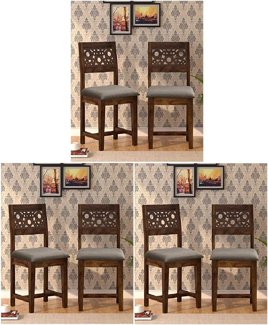 Credenza Wooden Chair Sheesham Wood Dining Chairs Set of 6 Dining