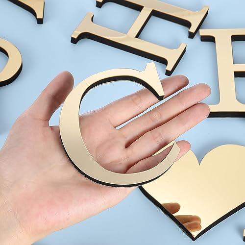 Miniatura 3 de PATIKIL Adhesivos de pared de acrílico 3D con espejo del alfabeto con letra C, autoadhesivas, decoración del hogar, letrero, calcomanía artística