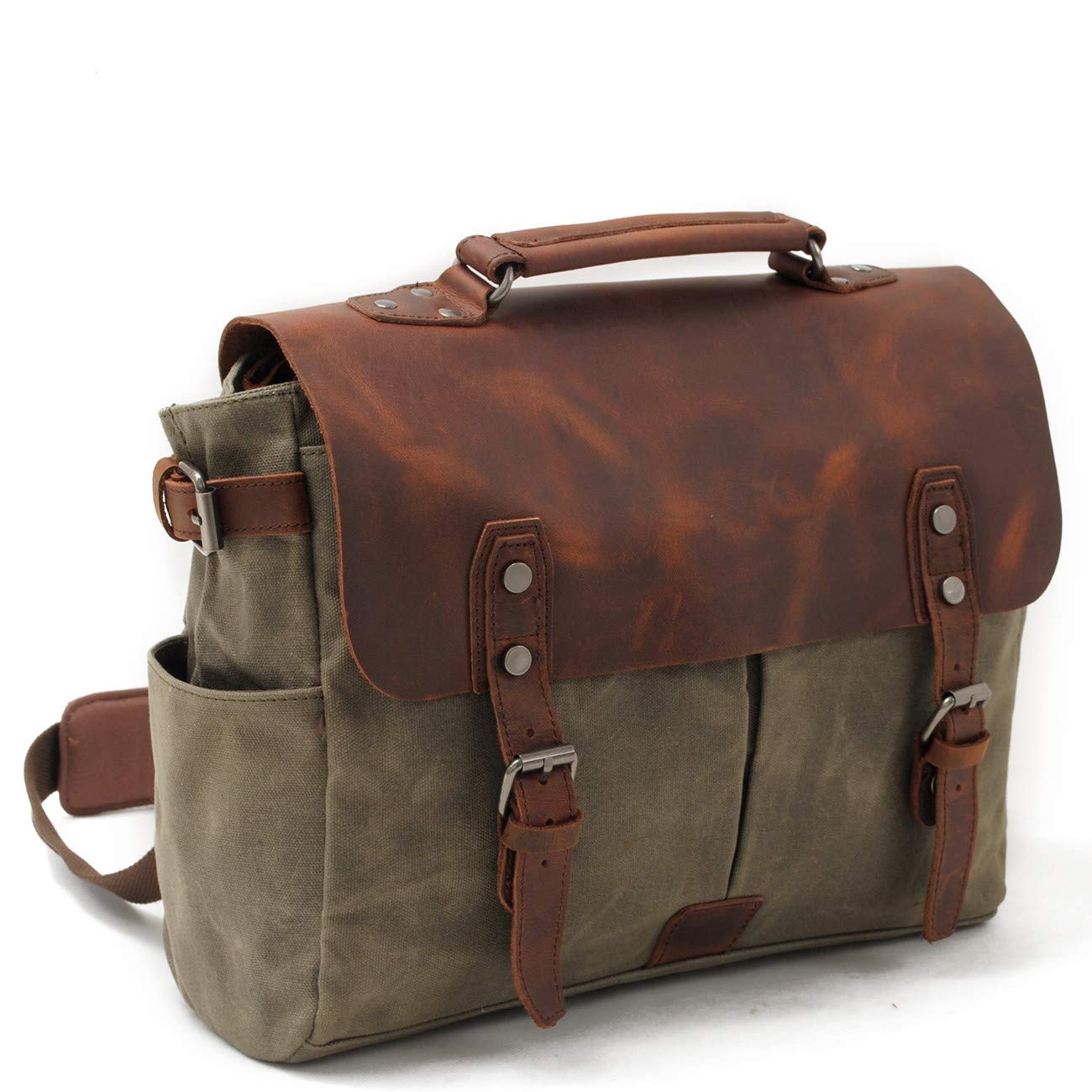 ordinateur de bureau chez mallette en cuir imperméables messager sac en toile collège 15.6inch aménagement vert de l'armée