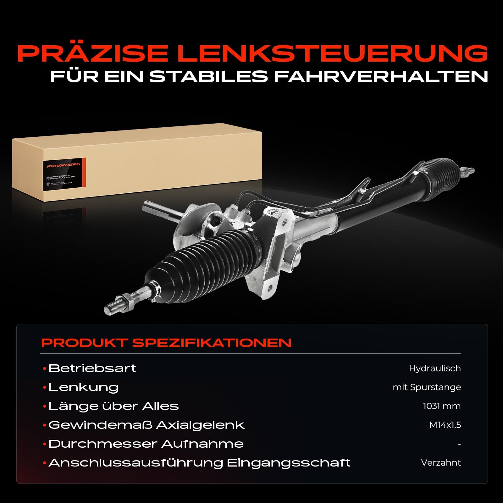 Frankberg Lenkgetriebe Servolenkgetriebe Hydraulisch für Linkslenker Kompatibel mit Galaxy WGR 1.9L-2.8L 1995-2006 A.l.h.a.m.b.r.a 7V8 7V9 1.8L-2.8L 1996-2010 S.h.a.r.a.n Replace# 7M3422061B