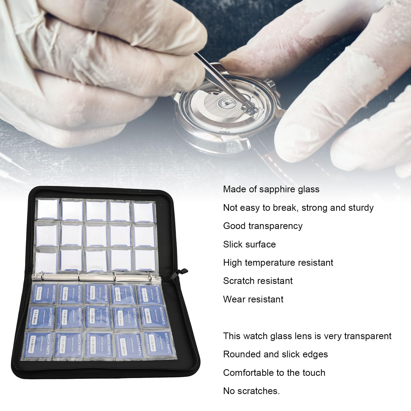Saphirglas Uhrenobjektiv 33pcs Hohe Transparenz Durable Runde Flache Uhr Spiegel Ersatz für Uhrmacher 24-40mm