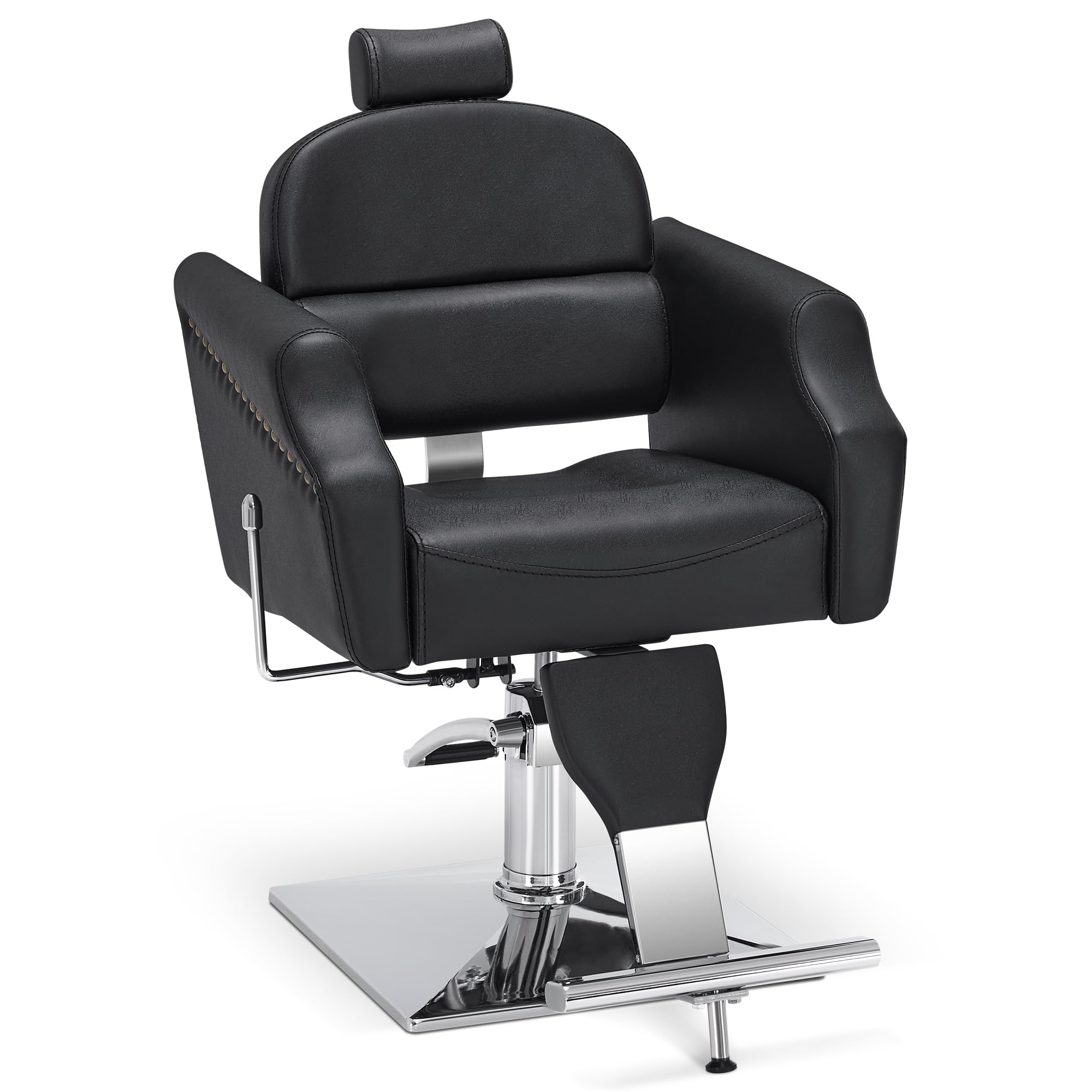 BarberPub Classic Recliner Leathern Barber Chair Antique Heavy Duty Hair Spa Salon Styling Beauty Equipment 3125