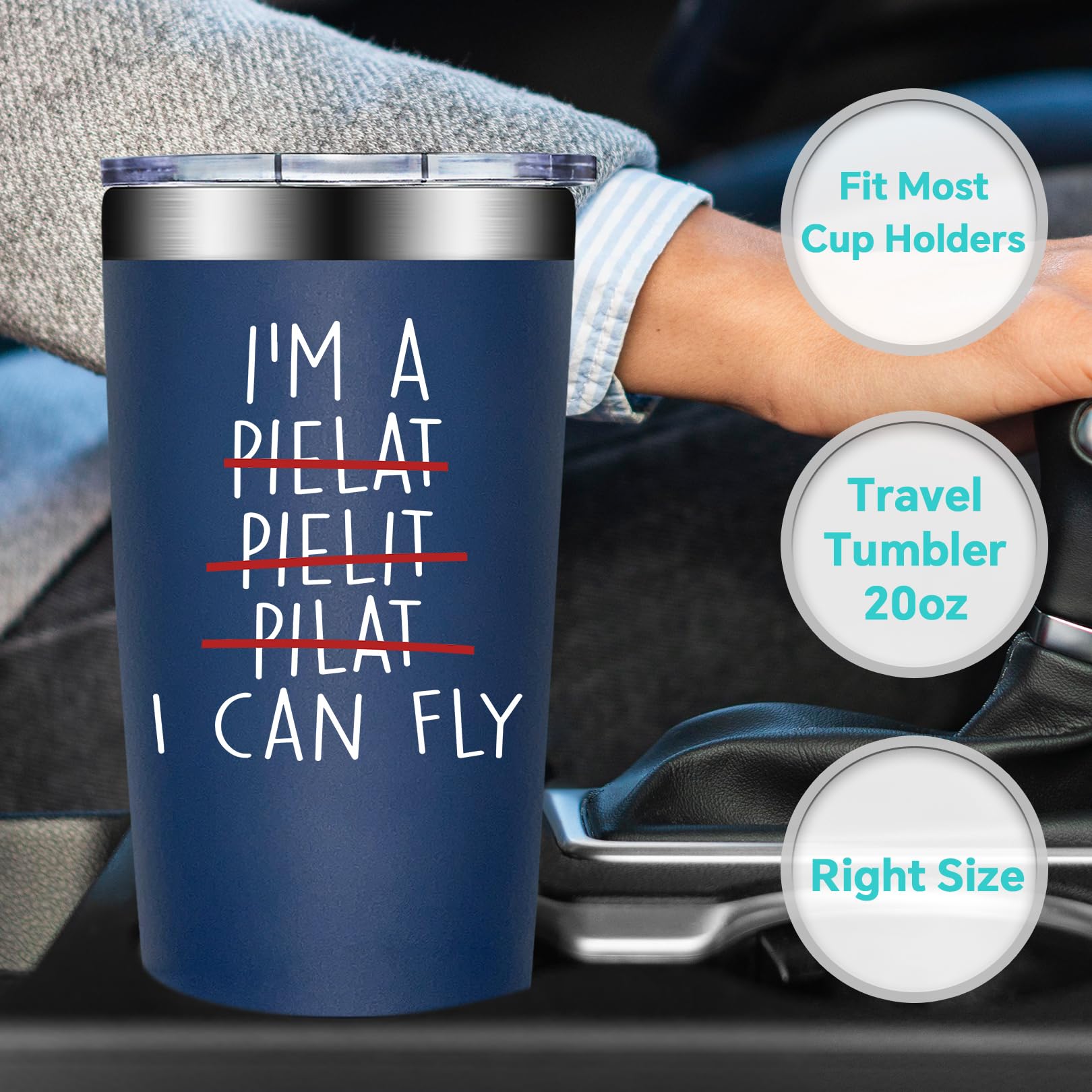BIRGILT Pilot Gifts for Men - Aviation Gifts for Pilots - Funny Airplane Gift for Men, Women - Christmas Birthday Gift for Airplane Lovers, Aviation Lover - 20oz I Can Fly Pilot Tumbler Cup