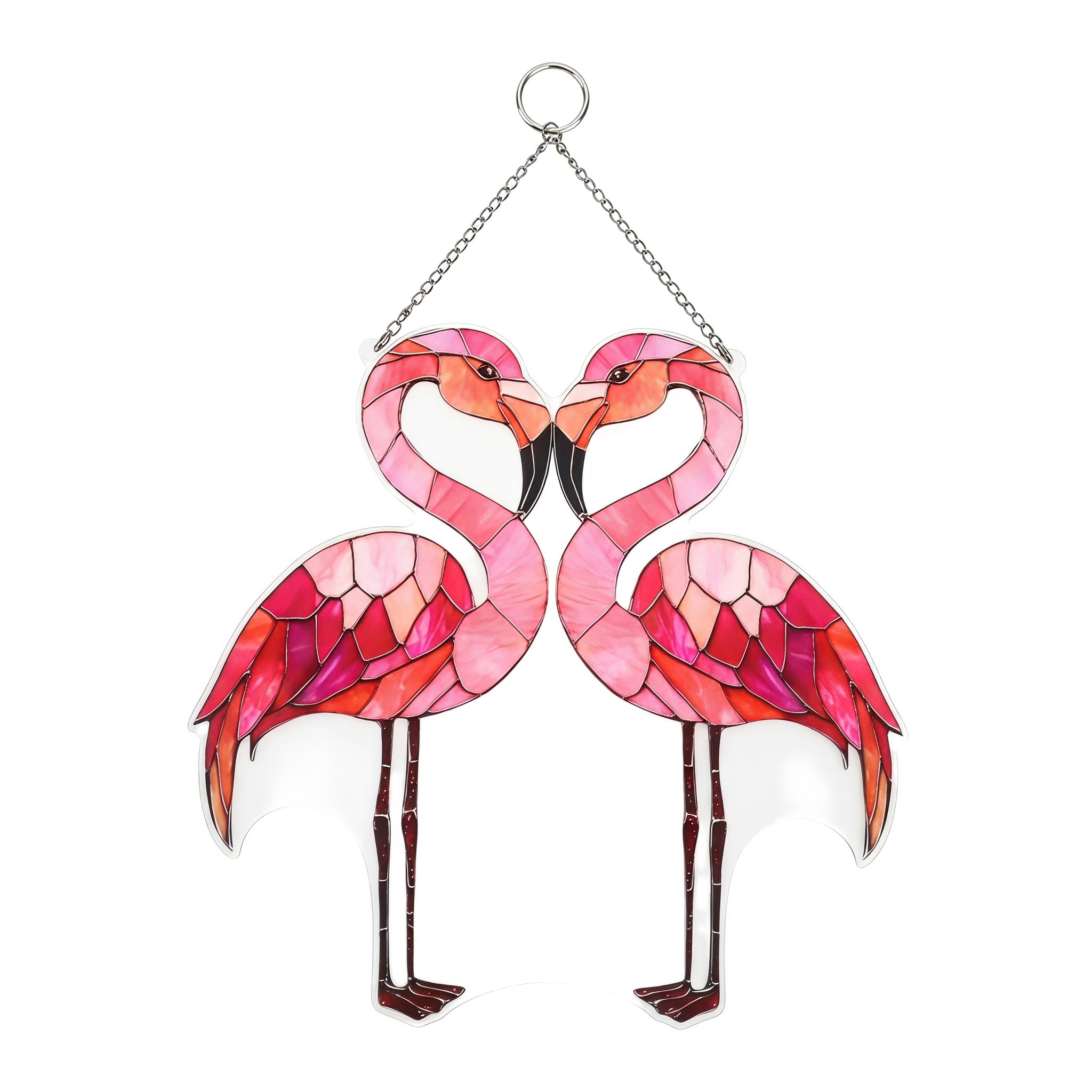 Flamingo Gifts for Women, Heart Shaped Pair Flamingo Window Hanging Ornaments, Pink Decor, Cute Decorations, Tropical Christmas Ornament for Wedding Anniversary