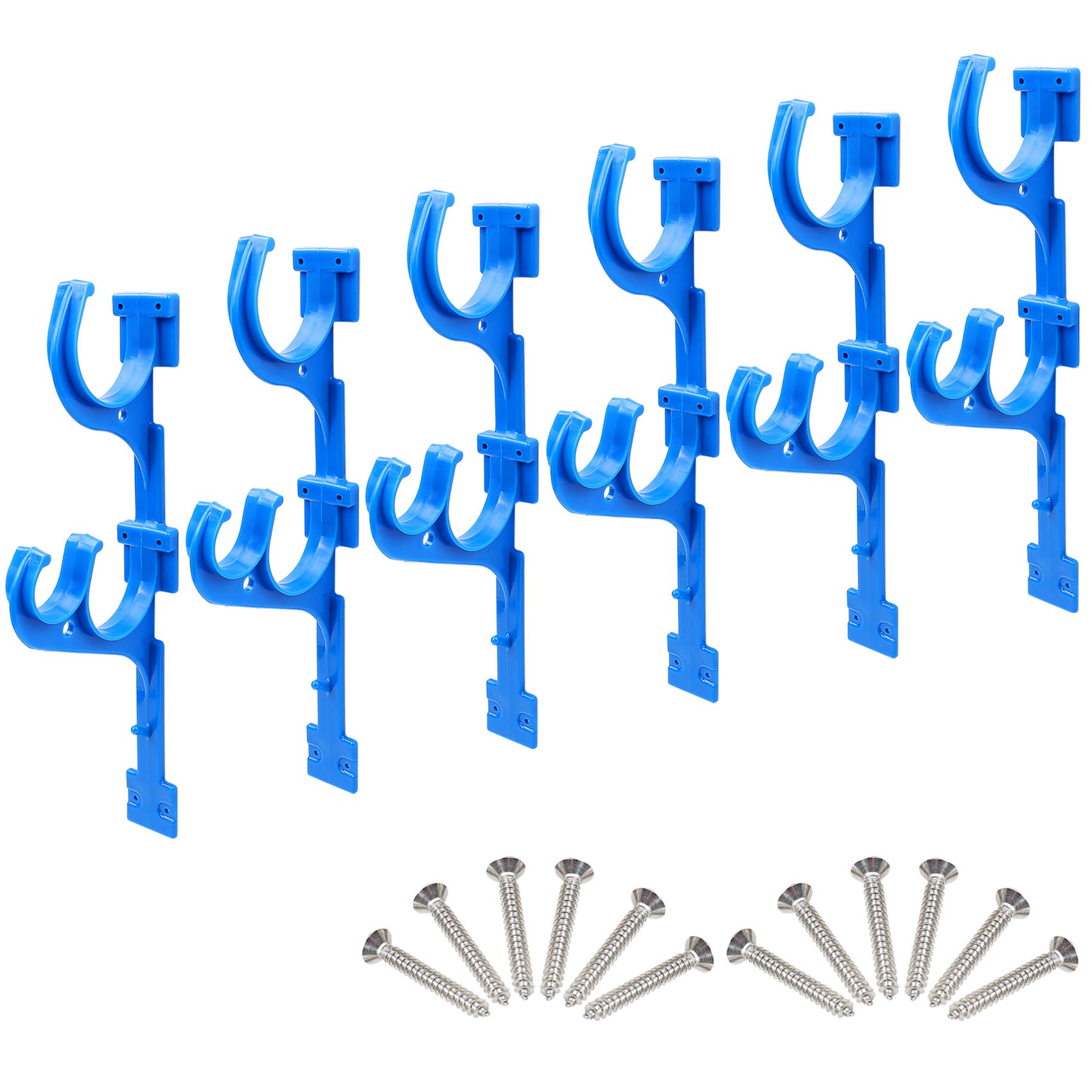 Pool Pole Hanger Plastic Pool Holder Set, 6pcs Swimming Pool Holder with Screws for Garden Tools, Telescoping Poles, Leaf Rakes and Pool Accessories