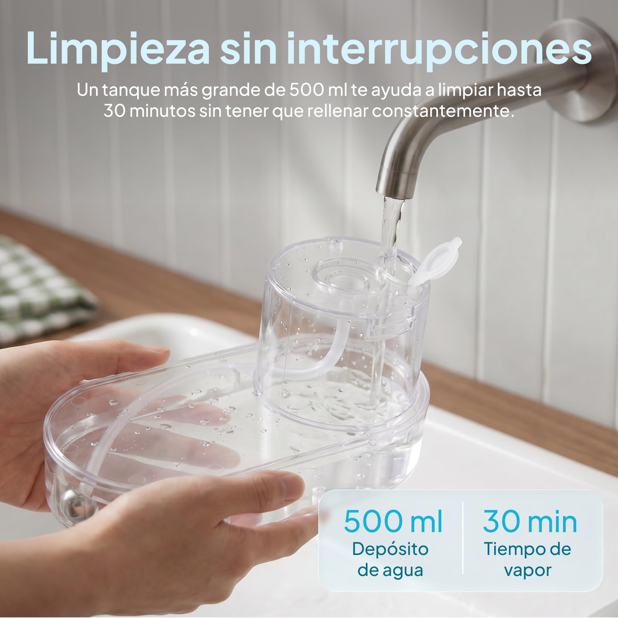 Livatro Mopa de vapor 13 en 1 con limpiador de mano desmontable | Depósito XL 500 ml · 1500 W · Vapor 130 °C · 3 niveles · Cable 5 m · Sin productos químicos