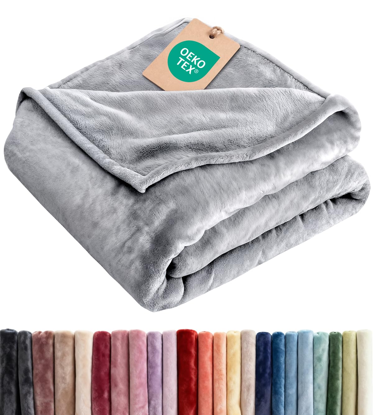 Ultra Soft Fleece Blanket  - Flannel Fleece Luxury Queen Blanket - Lightweight for Couch Bed Chair - Thick, Warm and Breathable - All Season Cozy Fuzzy, Anti-Static Microplush Bedding, Grey