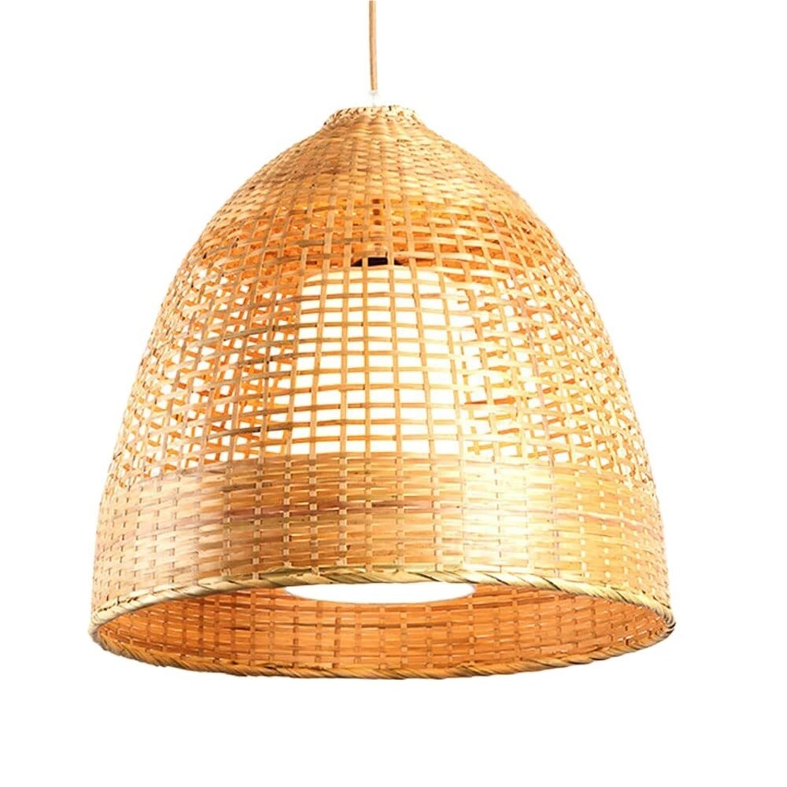 KHUKHU Bamboo Chandelier 1 Light Dining Room Pendant Lamp in Beige Wicker Rattan Lamp Shades Weave Hanging Light Southeast Asian Style Adjustable E27 Restaurant Tea Room(50cm/19.7in)