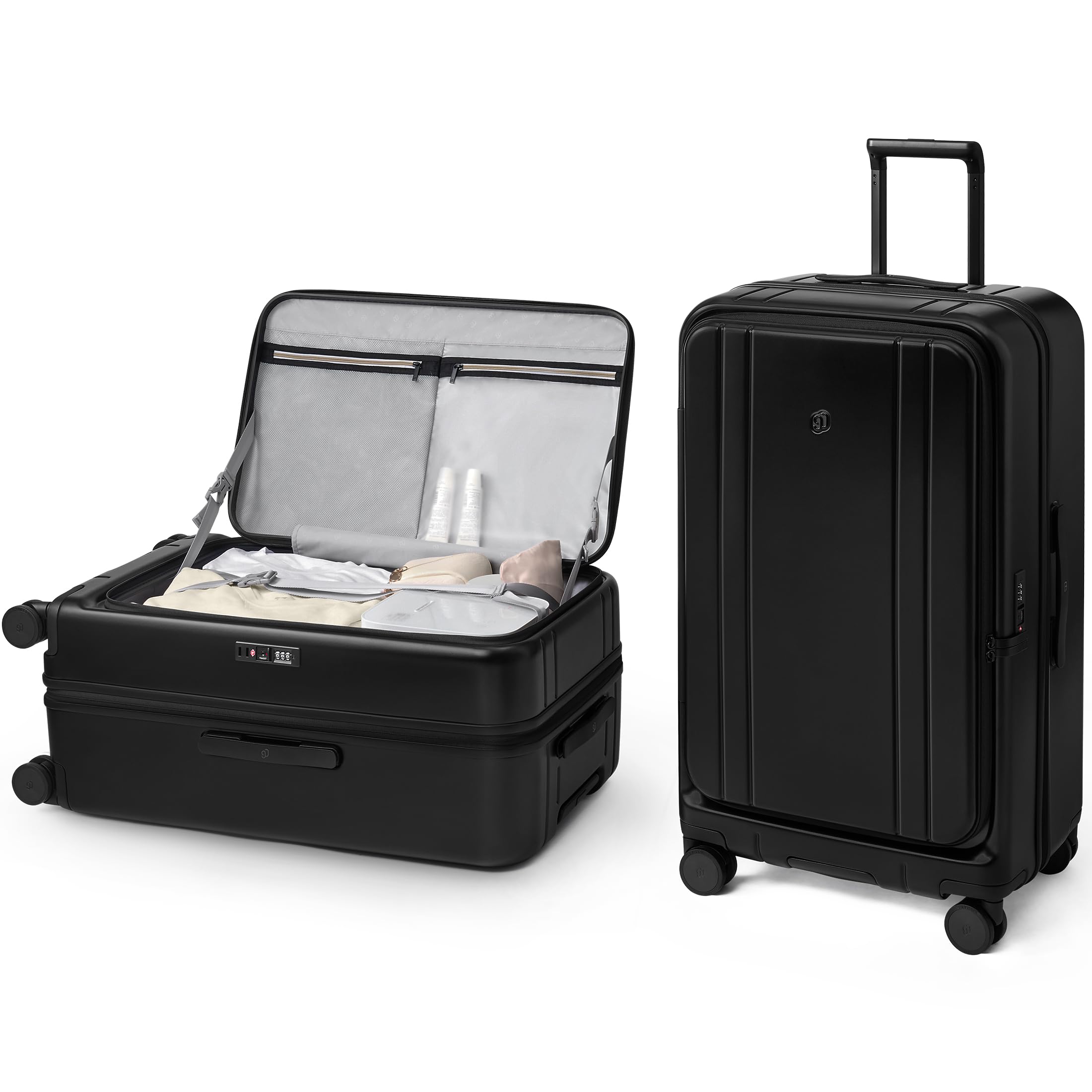 NINETYGO Large Checked Luggage 28 Inch, Top Opening Luggage Checking In Luggage, Expandable, PC Hard Shell, Larger Capacity Checked, TSA Lock, 360° Spinner Wheels (Black,HBP)
