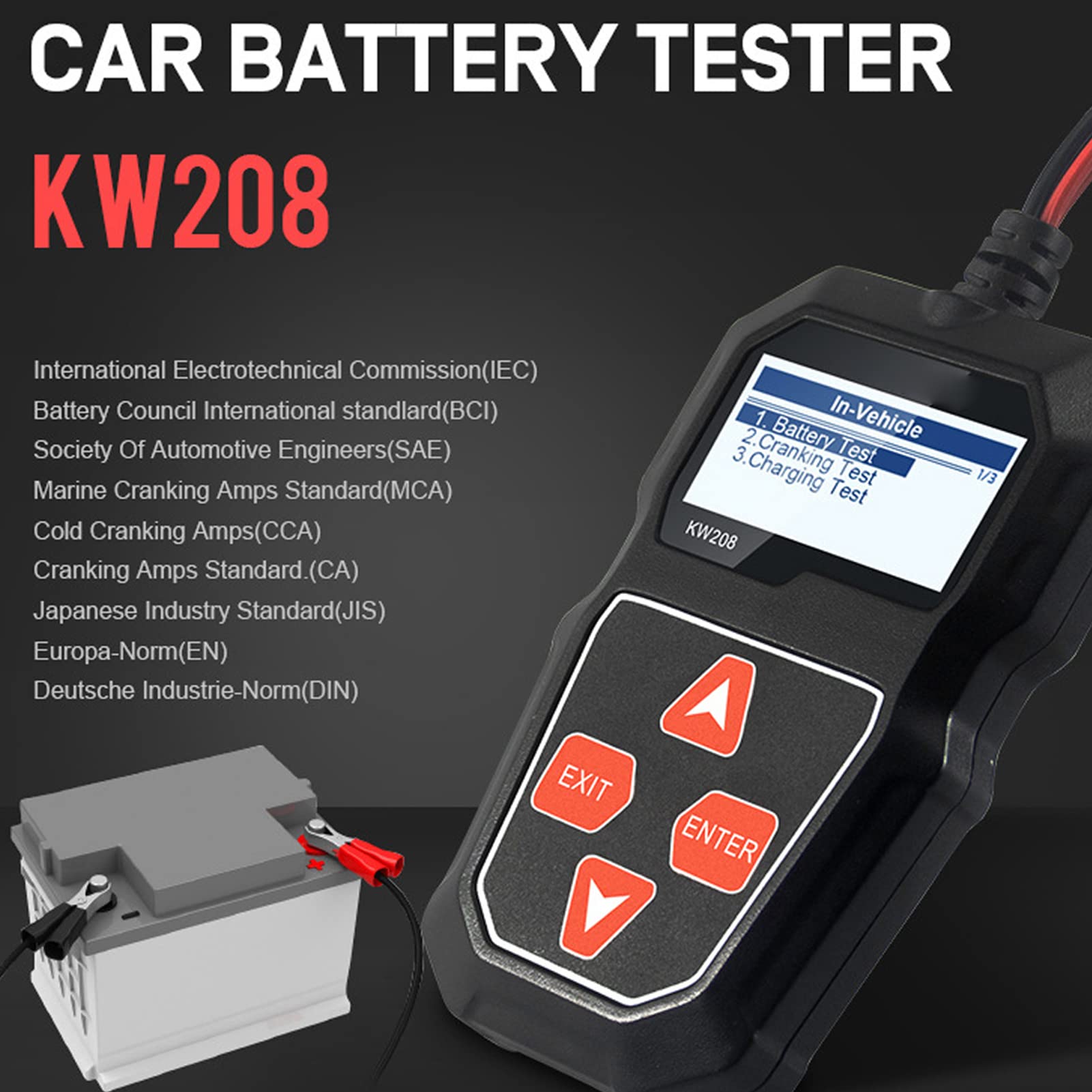 Tester Akumulatora Samochodowego 12V 100-2000 CCA Tester Obciążenia Akumulatora Tester Alternatora Samochodowego Automatyczny Tester Systemu Rozruchu i ładowania Skaner Cyfrowy Analizator Alternatora