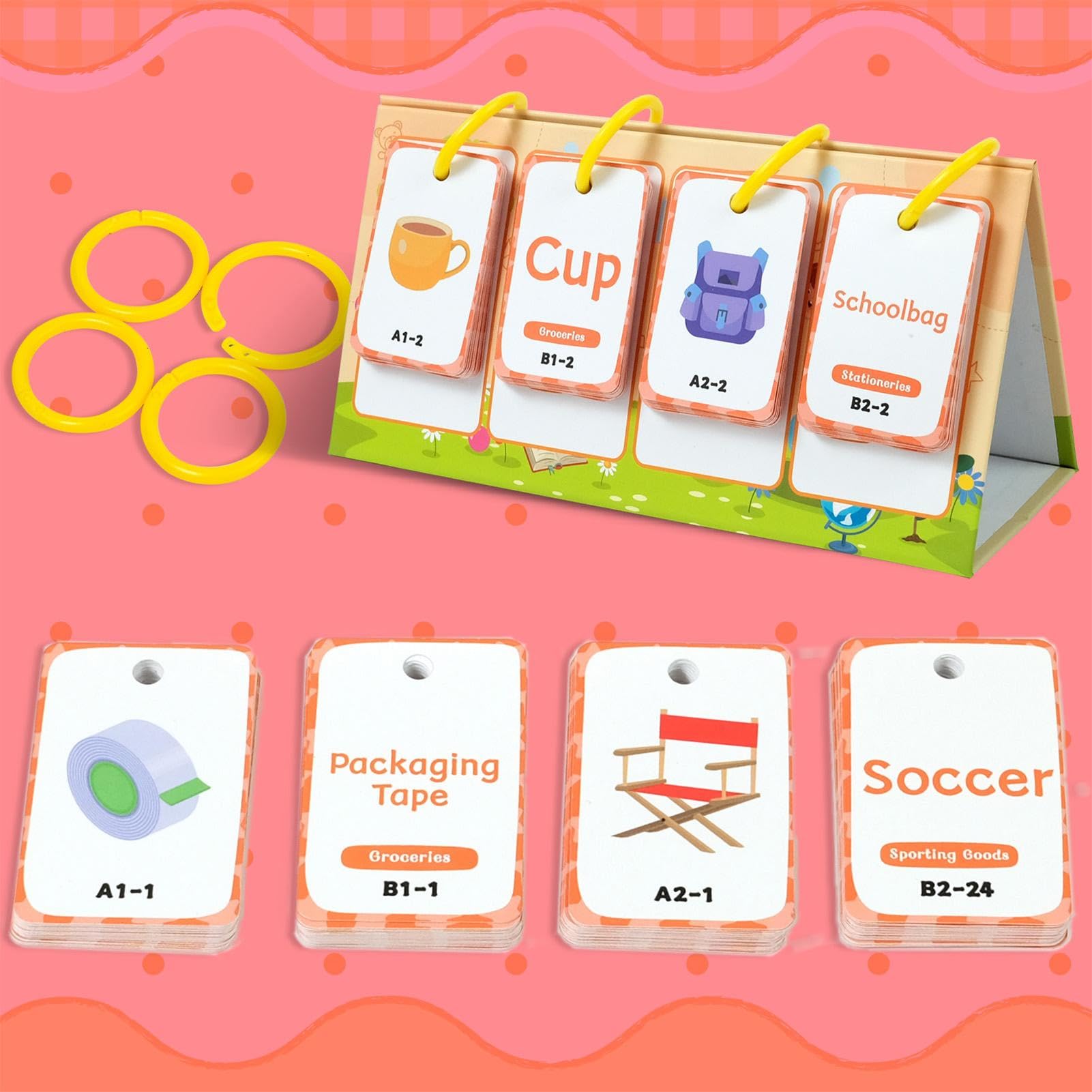 Toddler Flash Cards, Educational Word Building, Preschool, Kindergarten, 96-Piece Interactive Game For Classroom & Home Learning, Spelling Matching Games, 2.48x1.57 Inches