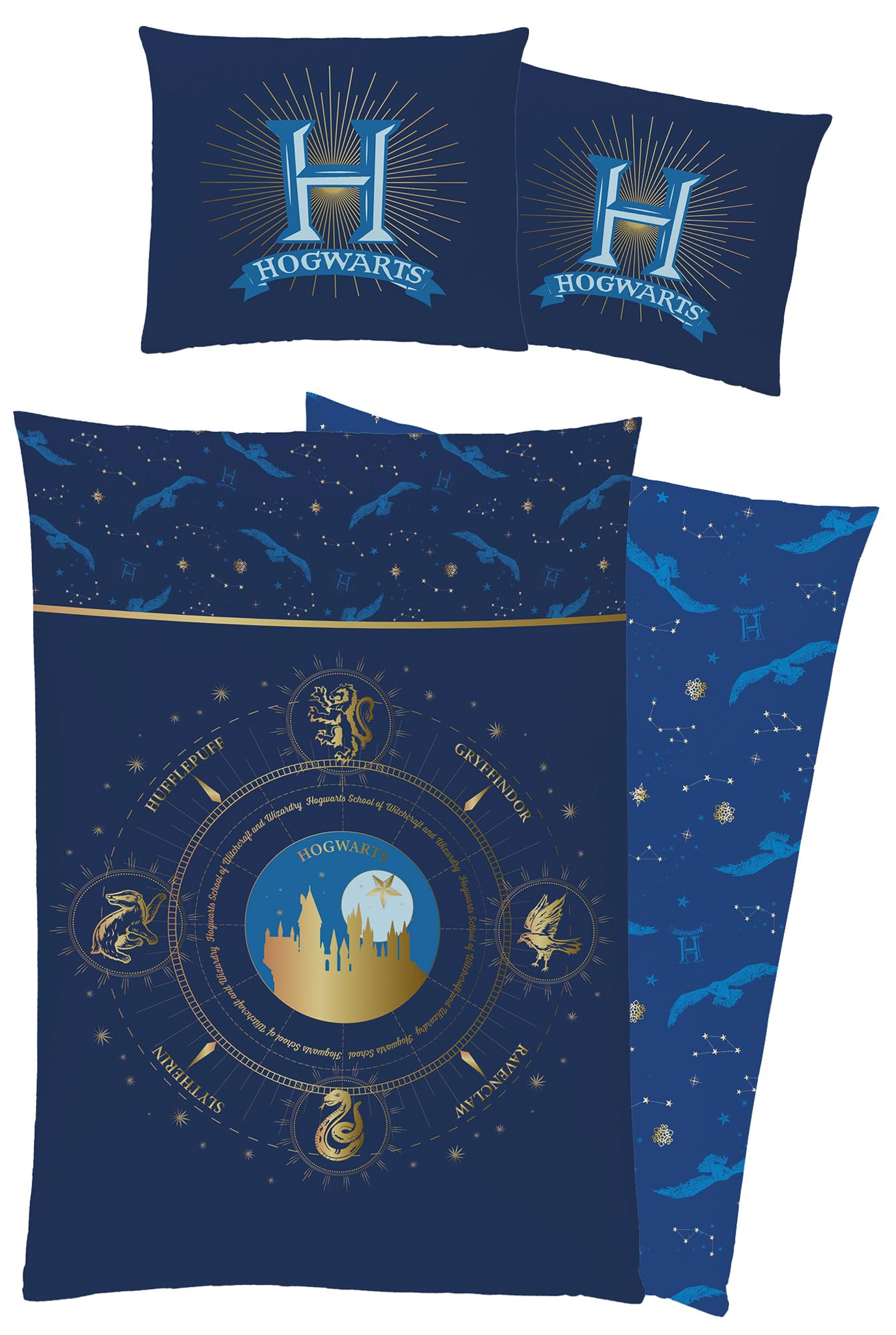 Biancheria da letto Harry Potter, federa ca. 80x80 cm, copripiumino ca. 135x200 cm, con cerniera di marca, 100% cotone/renforcé