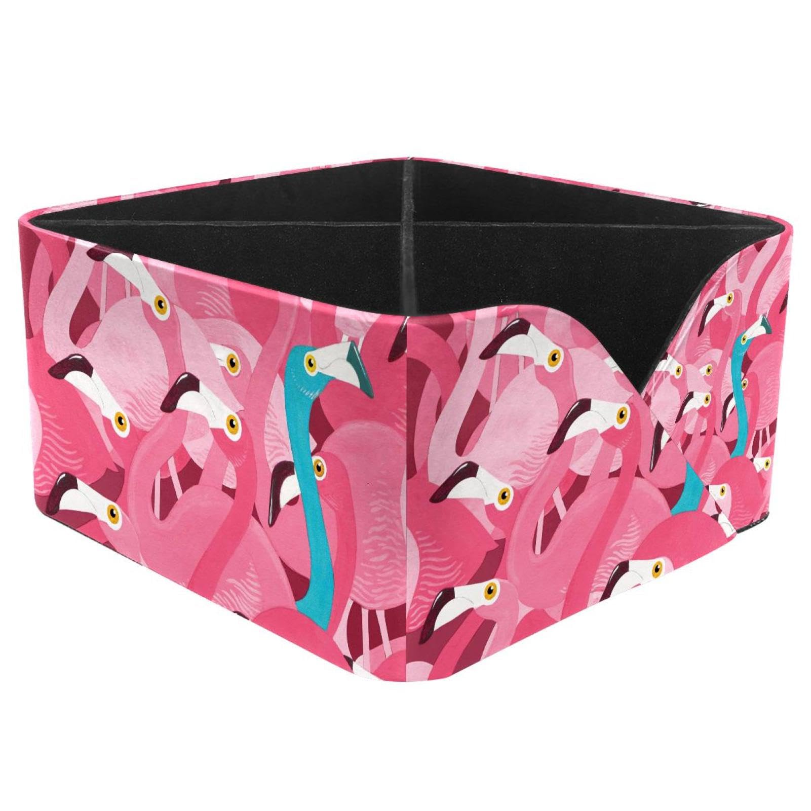 KengjuTesu Flamingos Desktop Organizer Pen Holder, Rectangular Pencil Cup for Office, Study and Makeup Stations