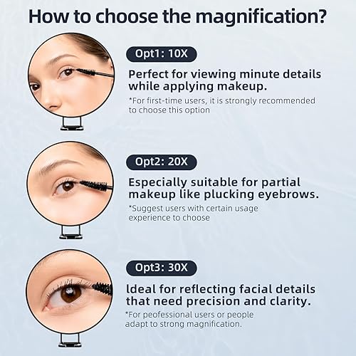 Miniatura 5 de Espejo de aumento 10X con soporte ajustable de 360 y 3 ventosas, espejo de maquillaje grande de 6 pulgadas con aumento 10X para uso de mesa de mano,