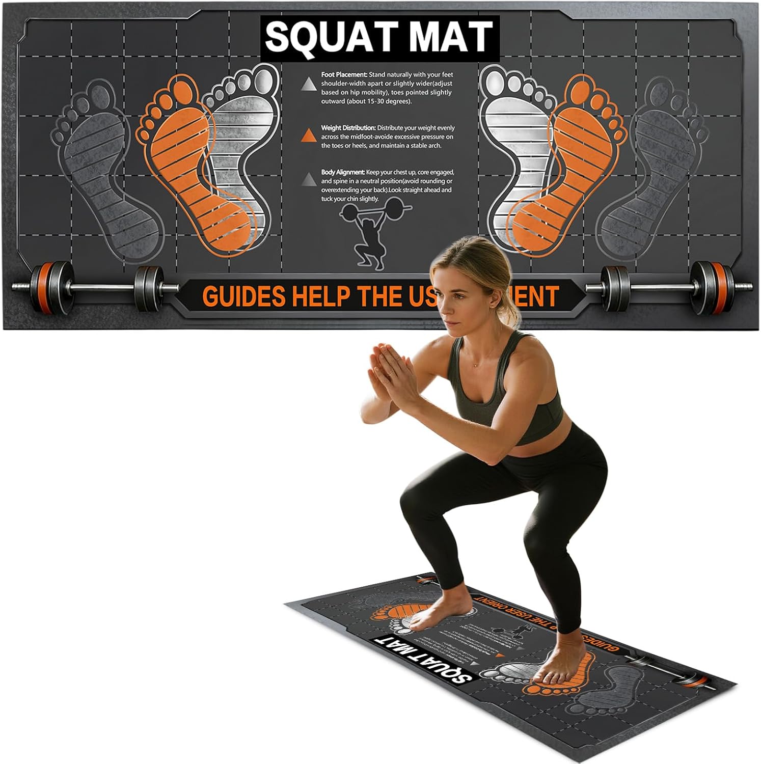 Non-Slip Squat Mat with Foot Position, Anti Slip Training Mat, Professional-Grade Exercise Mat Perfect for Squats, Squat Pads Can Activate Muscles, Versatility and Safety for Home Fitness Enthusiasts 31.5'' X 13.8''