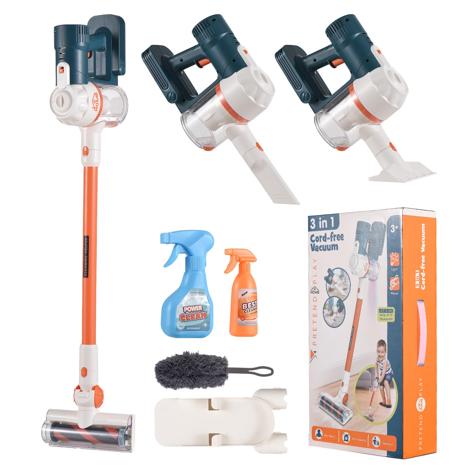 WW Aspirateur Jouet pour Tout-Petits et Enfants, Ensemble de Nettoyage, Jeu de ménage, aspirateur, Ensemble de Jouets de Nettoyage pour Enfants, garçons et Filles, avec Brosse
