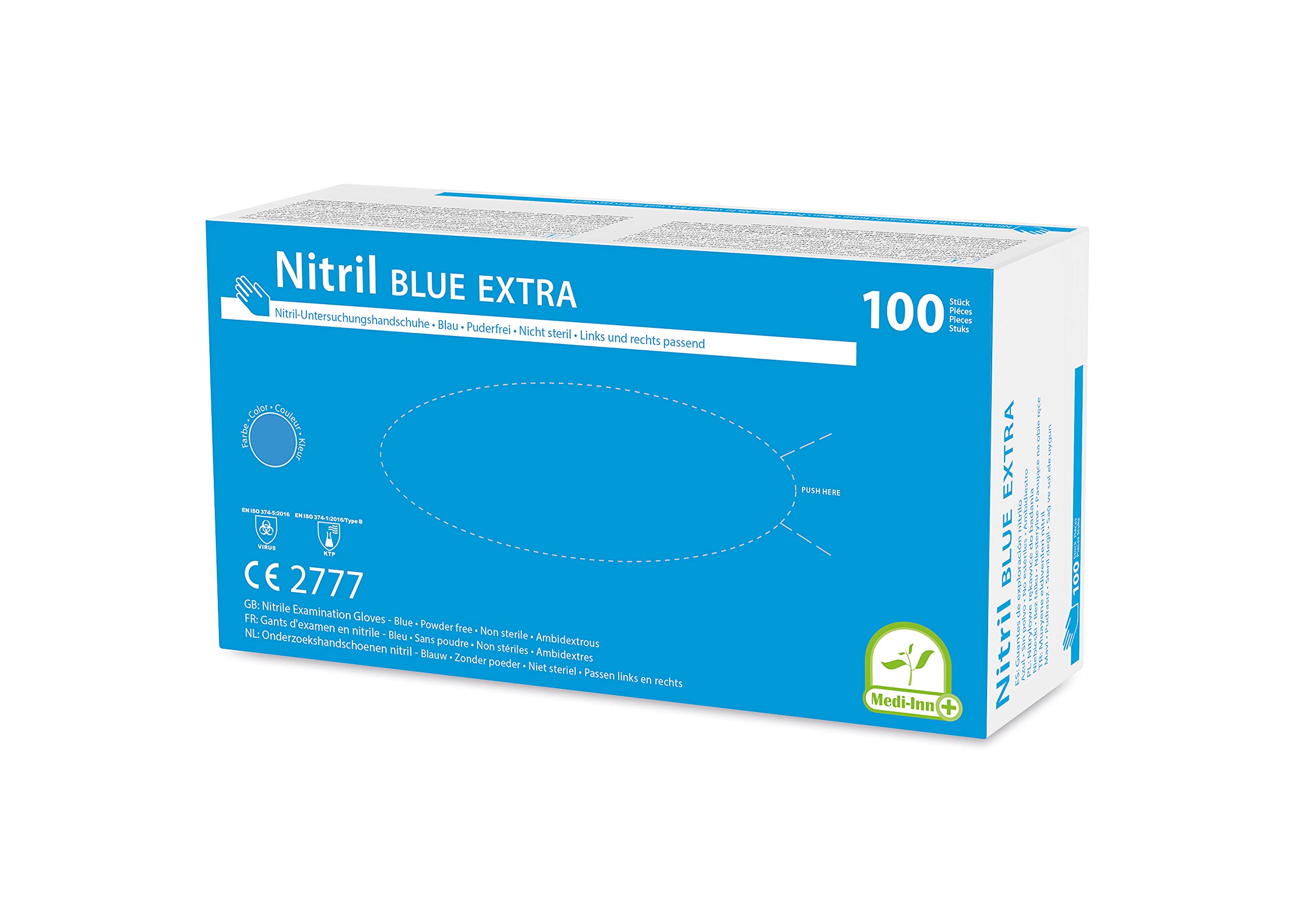 Medi-Inn+ Nitril blue extra Einmalhandschuhe puderfrei (Größe: M, 1000 Stück)