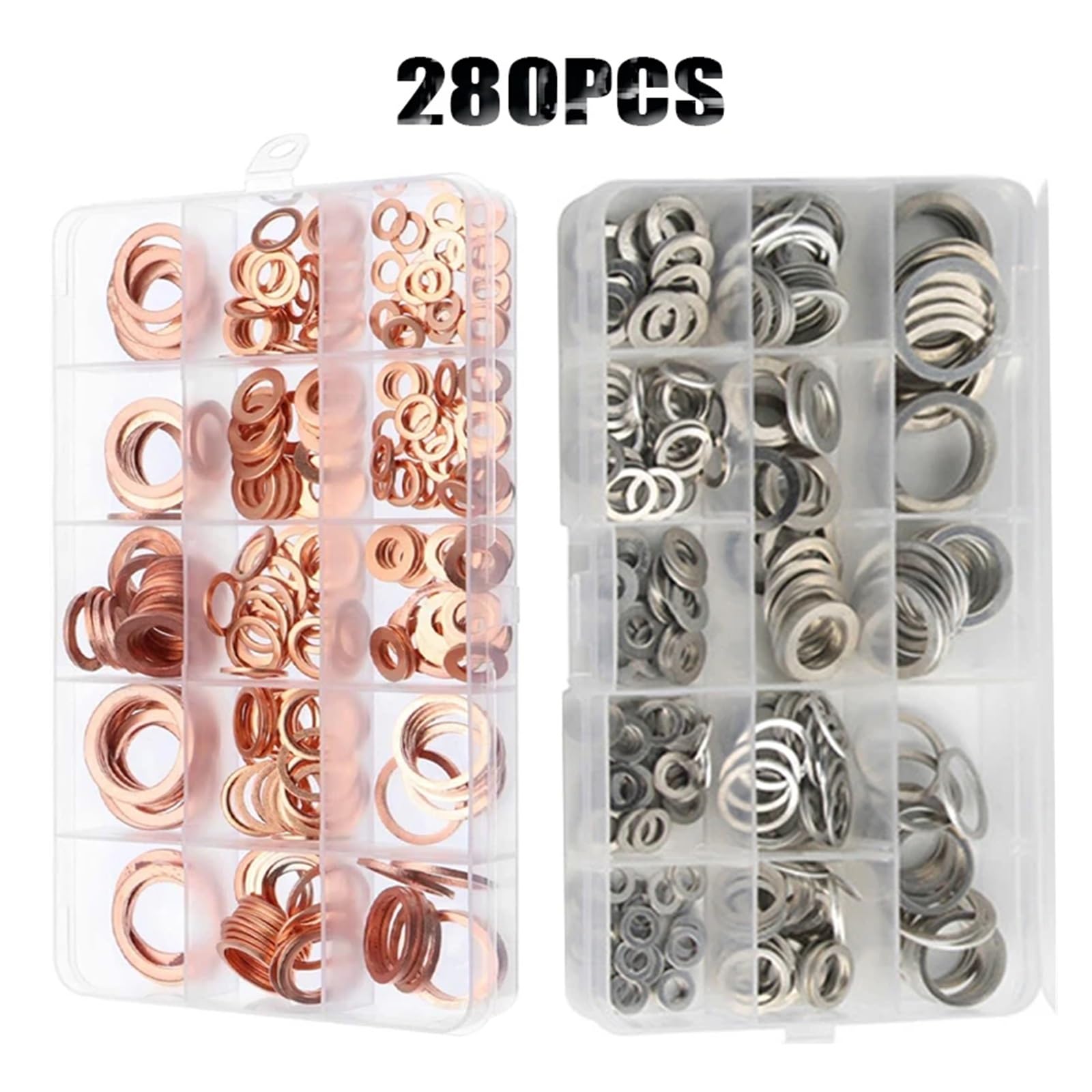 Accesorios de Hardware, 280 Piezas Aluminio/Cobre, arandela Junta, Tuerca Sellado, sólida, tapón cárter, Aceite for Barco, aplastamiento, Anillo Sello Plano, Herramienta(Copper)