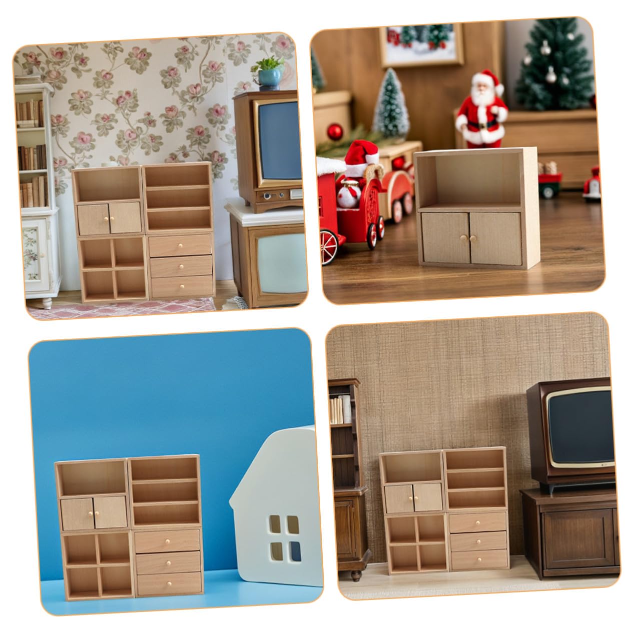 Muebles Miniatura de Madera para Casa de Muñecas 4 Piezas Beige