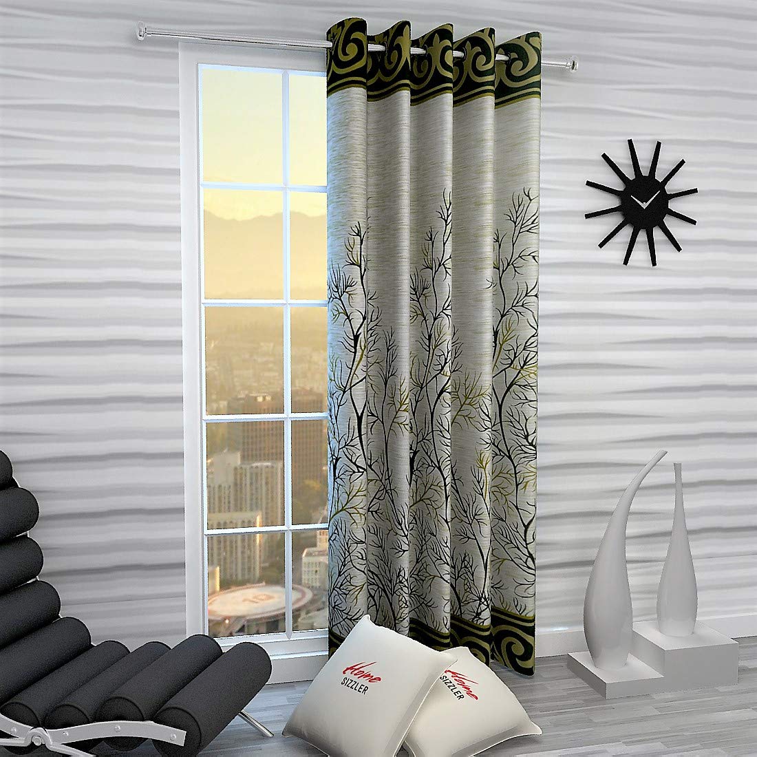 Home Sizzler 1 Piece Garden Panel Eyelet Polyester Window Curtains - 6 Feet, Green